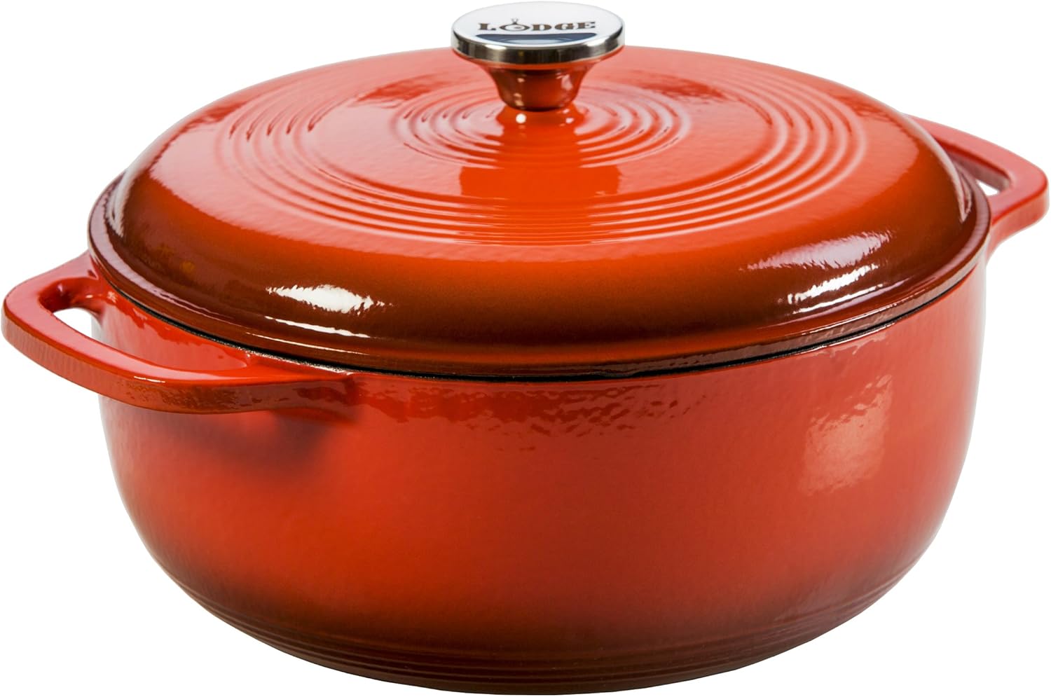 Lodge Enameled Cast Iron Dutch Oven, 6 Qt, Poppy & Enameled Cast Iron & Ceramic Stoneware Care Kit