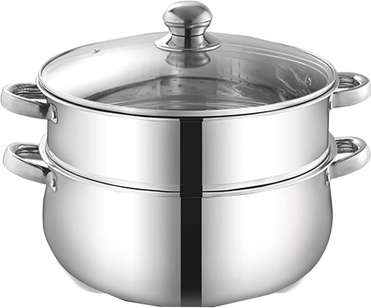 Steamer Pot Soup Pot Hot Pot 430 Stainless Steel Steamer,3-Layer Composite Pot Bottom,Steamed Seafood,Steamed Buns Cookware Pot Steamer Set/32Cm (40cm