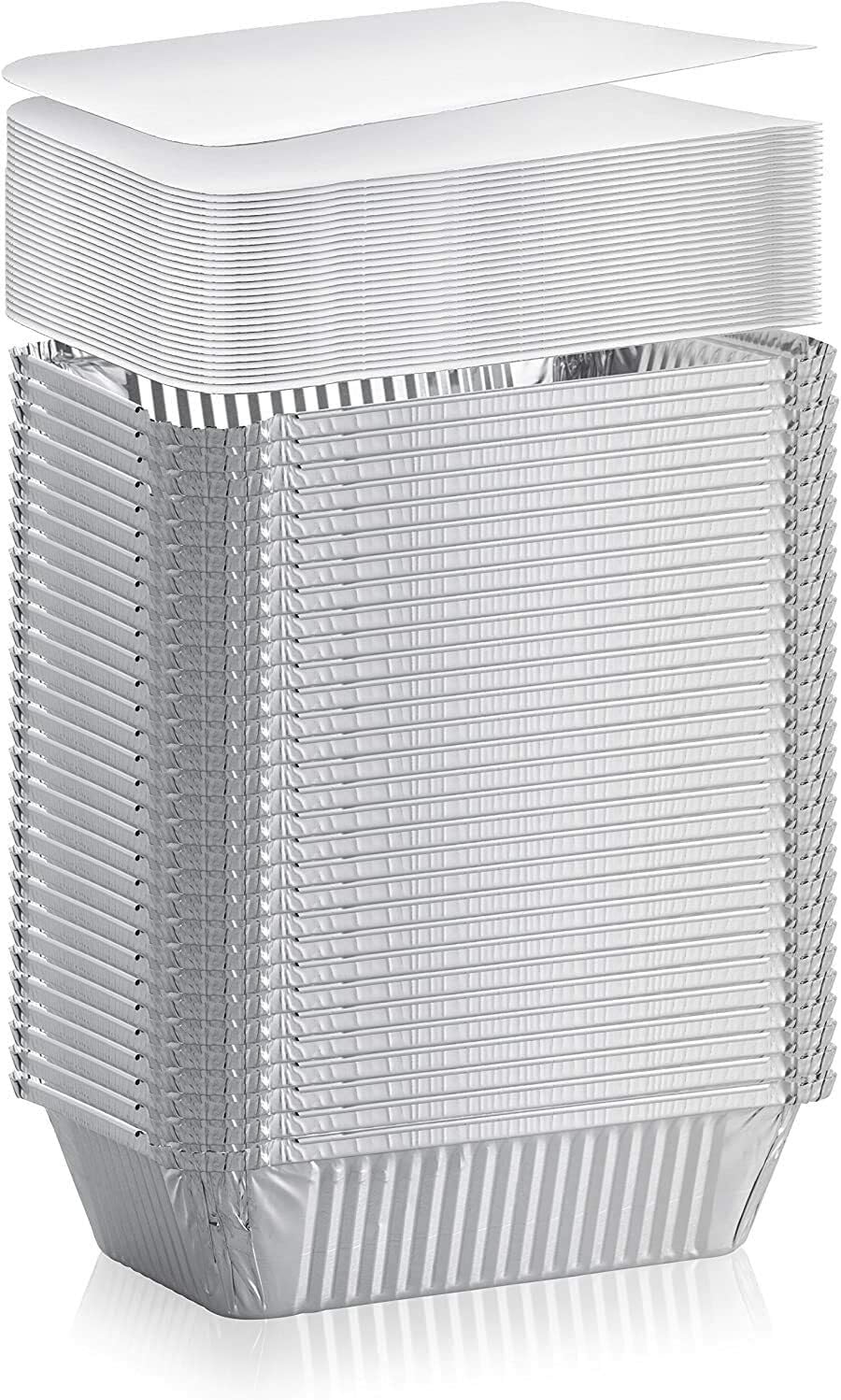 5 Lb Oblong Aluminum Pan with Board Lid for Cooking, Baking, Meal Prep, Takeout 500