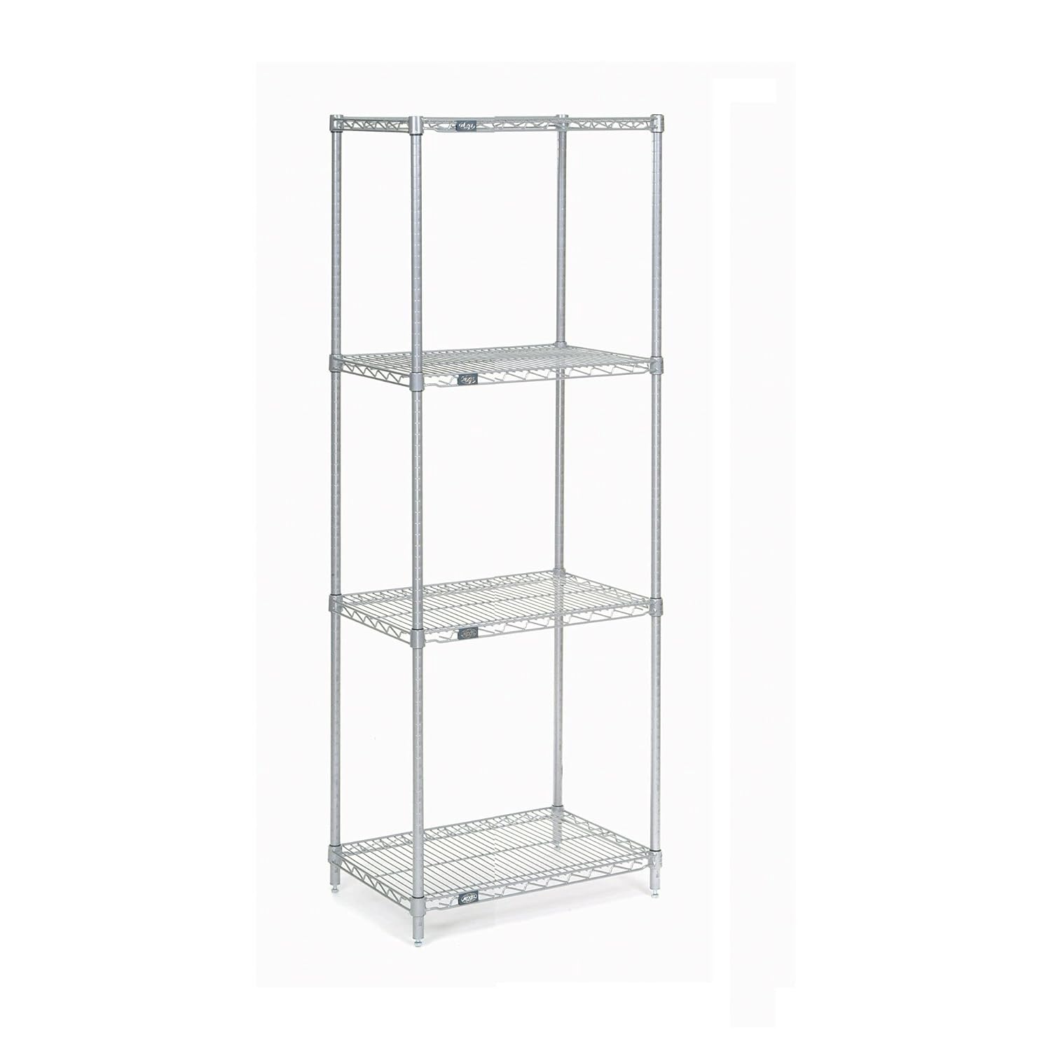 Nexel 4-Shelf Wire Shelving Unit, Silver Finish, 24