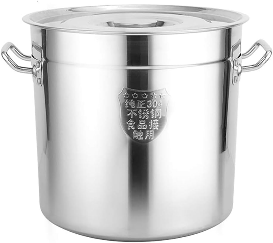Stock Pot, Commercial/Household 304 Stainless Steel Soup Pot/Cooking Pot with Lid, for Gas Stove/Induction Cooker