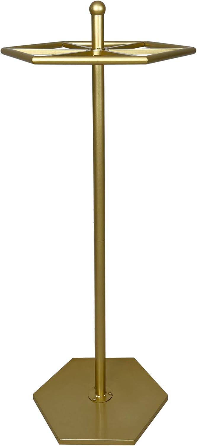 Heavy-Duty Metal Freestanding Rotating Clothes Rack，Gold Round Clothing Rack，Retail Clothing & Garment Racks,With Adjustable Pad Base, For Bedroom, Boutique & Laundry Room​