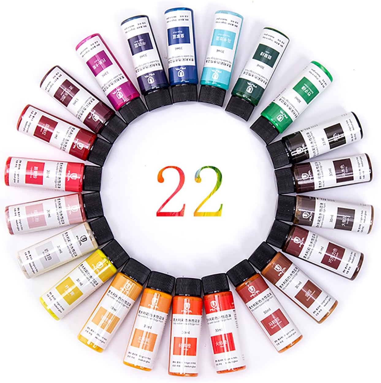 WUTA 30ml Professional Leather Edge Paint Oil Dye Edge Dressing Color Coats Leather Finish Supplies (22 Color;30ml)
