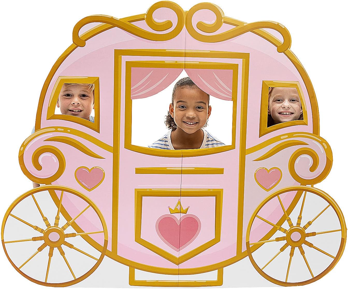 Fun Express Pink Princess Carriage Photo Booth Props Life-Size Cardboard Stand-Up 54x44 - Party Decorations for Birthday Photoshoot | Castle Backdrop for Girls Princess Themed Celebrations