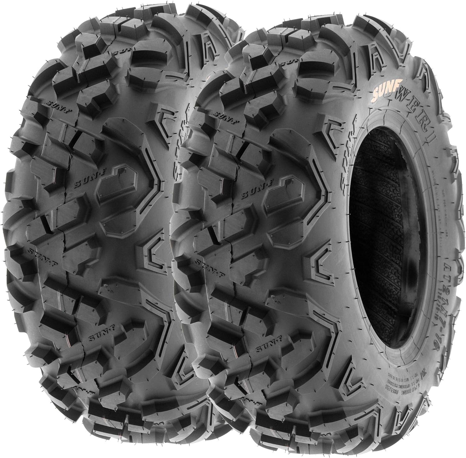 Set of 2 SunF Power.II 19x7-8 ATV UTV Off-Road Tires, All-Terrain, 6 PR, Tubeless A051