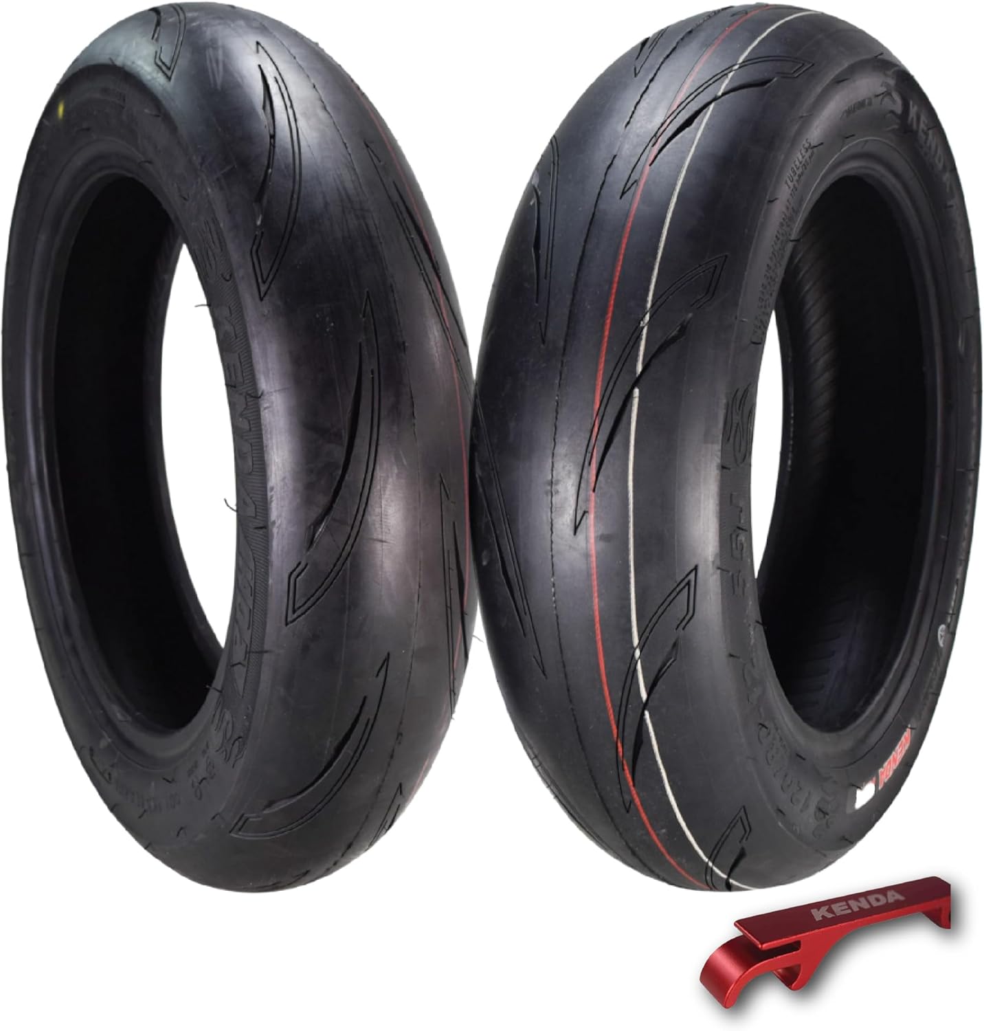 Kenda KD2 Kwick (KD2) 100/90-12 Front (49J) & 120/80-12 Rear (51L) Tires for Motorcycle & Scooter, Radial with Top-Speed Stability & Excellent Wet Grip w/Keychain - Fit with Honda Grom (2-Pack)