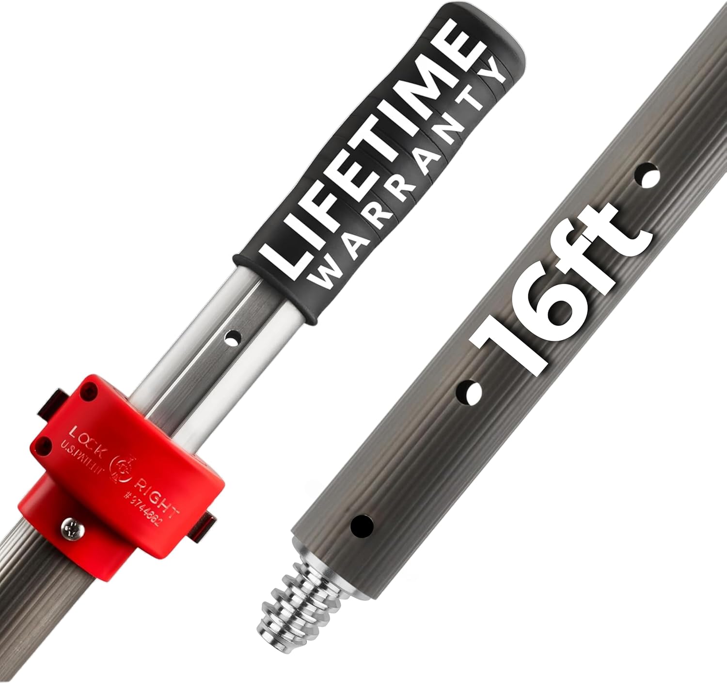 ProTuff 16ft Heavy Duty Telescopic Pool Pole – Unconditional Lifetime Replacement - Instant & Reliable Extension - Universal Fit for Nets, Skimmers, Brushes & Vacuums - Anti-Slip, Comfort Grip