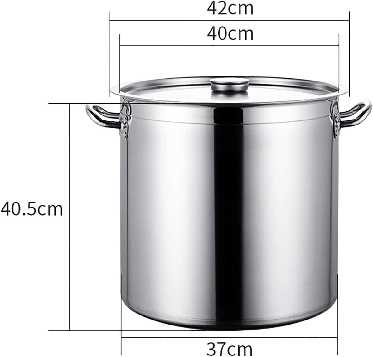 Large Stock Kitchen, Professional Safe Stainless Steel Stock Kitchen with Lid, 3-Layer Composite Bottom, Hangable Lid, 5 Size (Silver-45cm*45.5cm