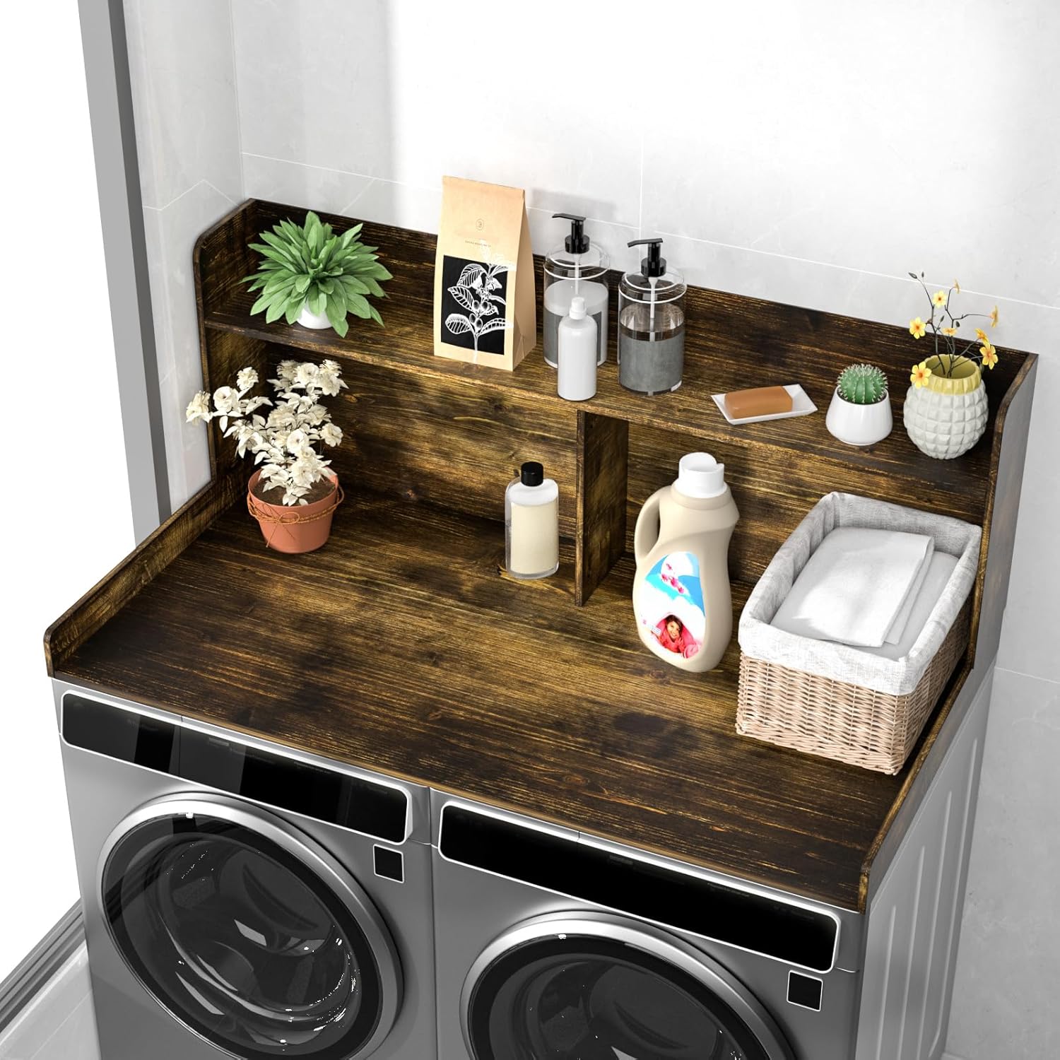 2-Tier Washer Dryer Countertop, Washer and Dryer Countertop with Shelf 54