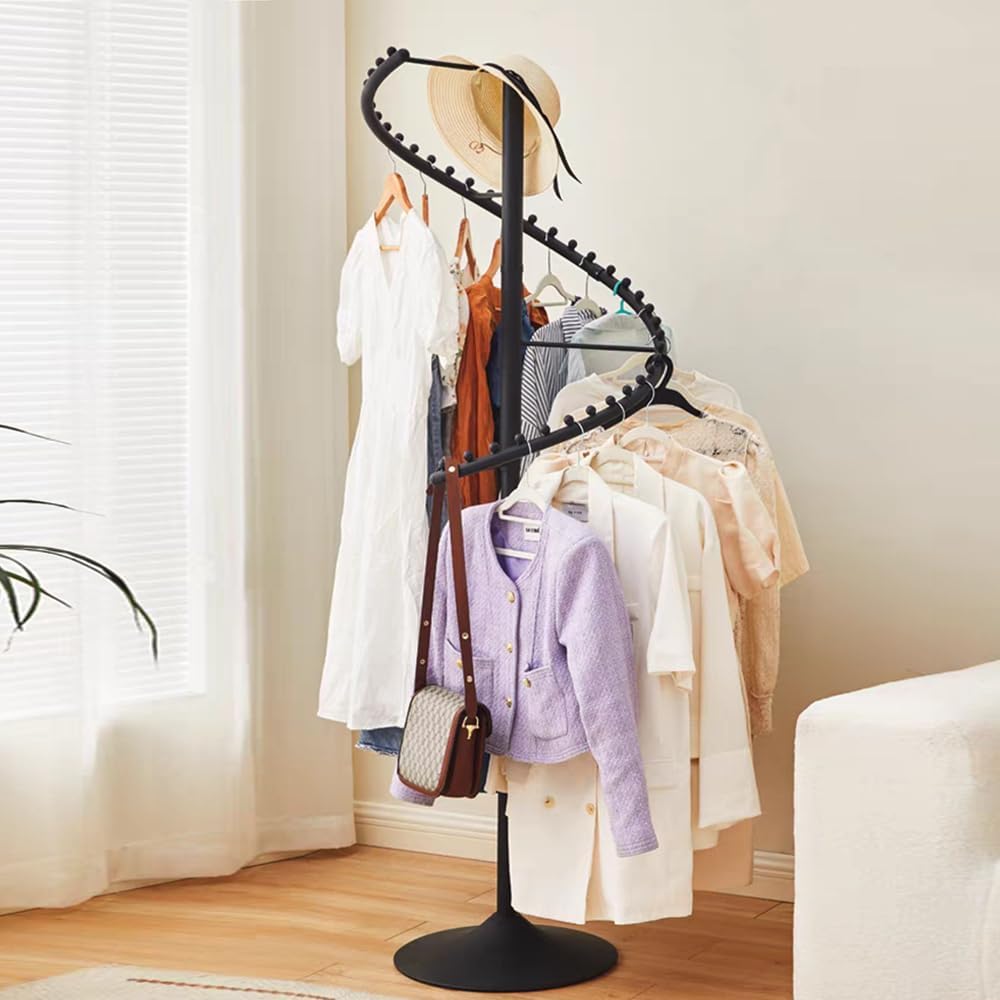 71 Inch Spiral Clothing Rack, Retail Metal Garment Rack, Modern Freestanding Coat Rack, Clothes Display Rack for Bedrooms, Living Rooms, Stores