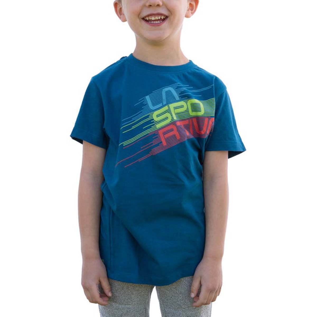 Stripe Evo Kids Climbing T-Shirt Blue