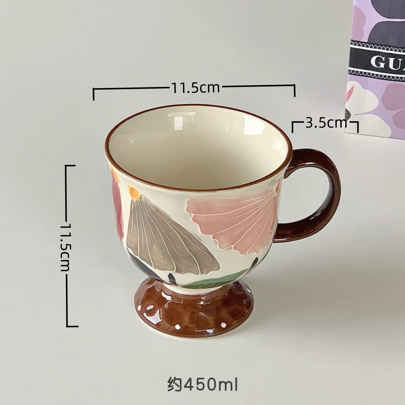 Floral Pedestal Ceramic Mug