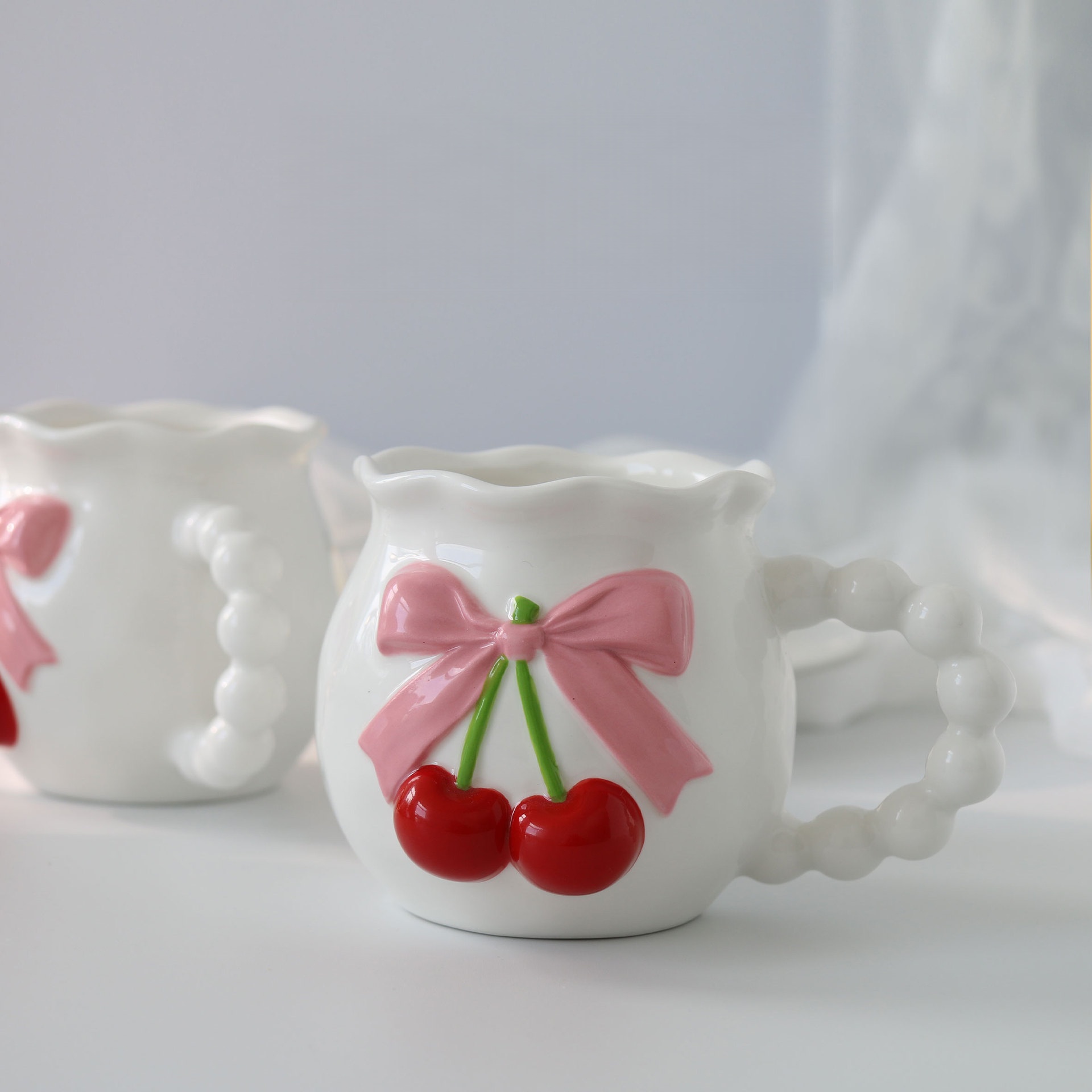 Cherry and Bow Ceramic Mug
