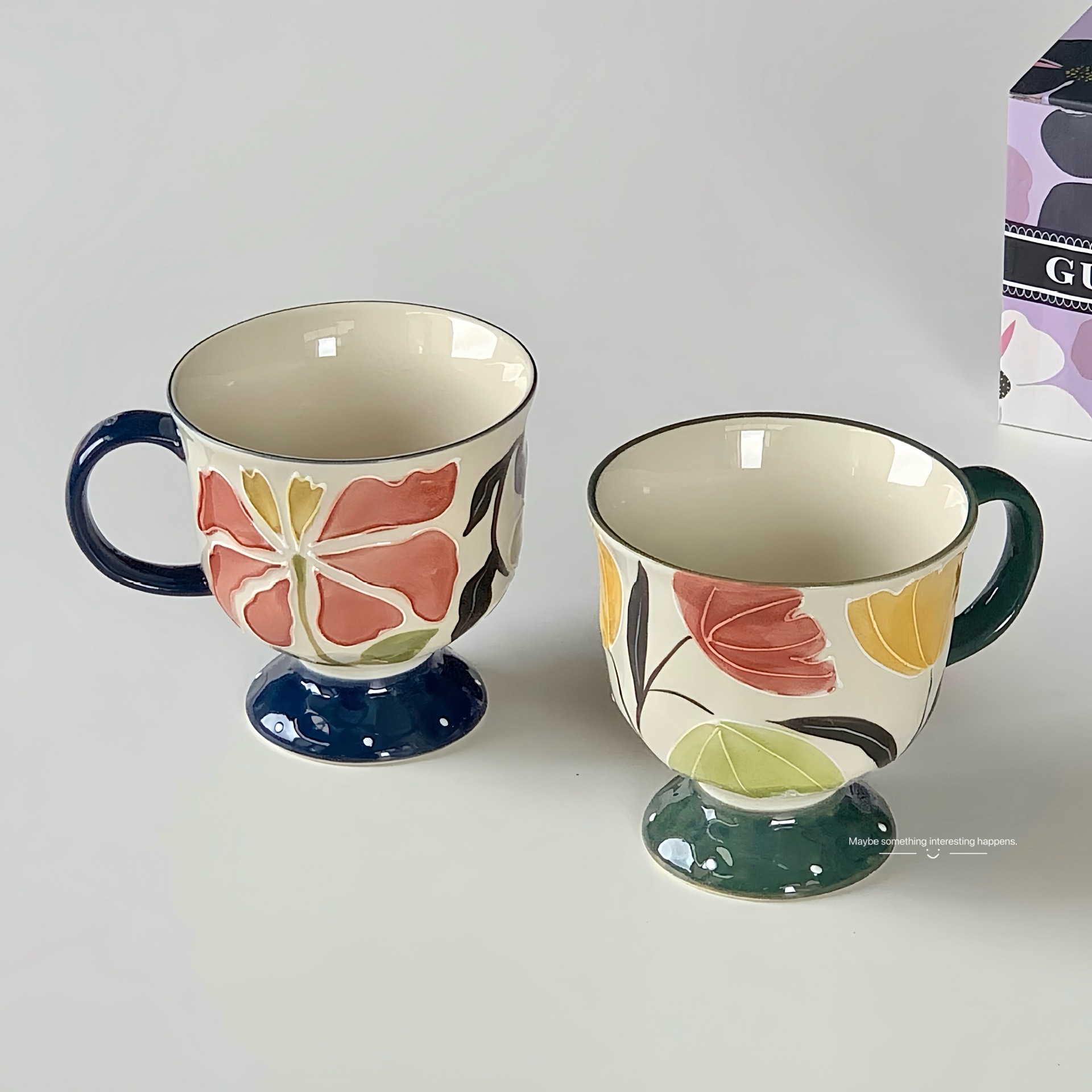 Floral Pedestal Ceramic Mug