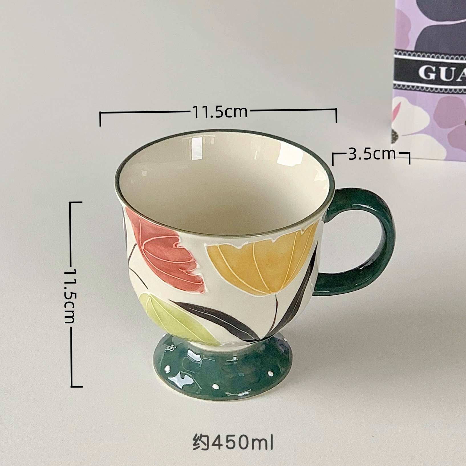 Floral Pedestal Ceramic Mug