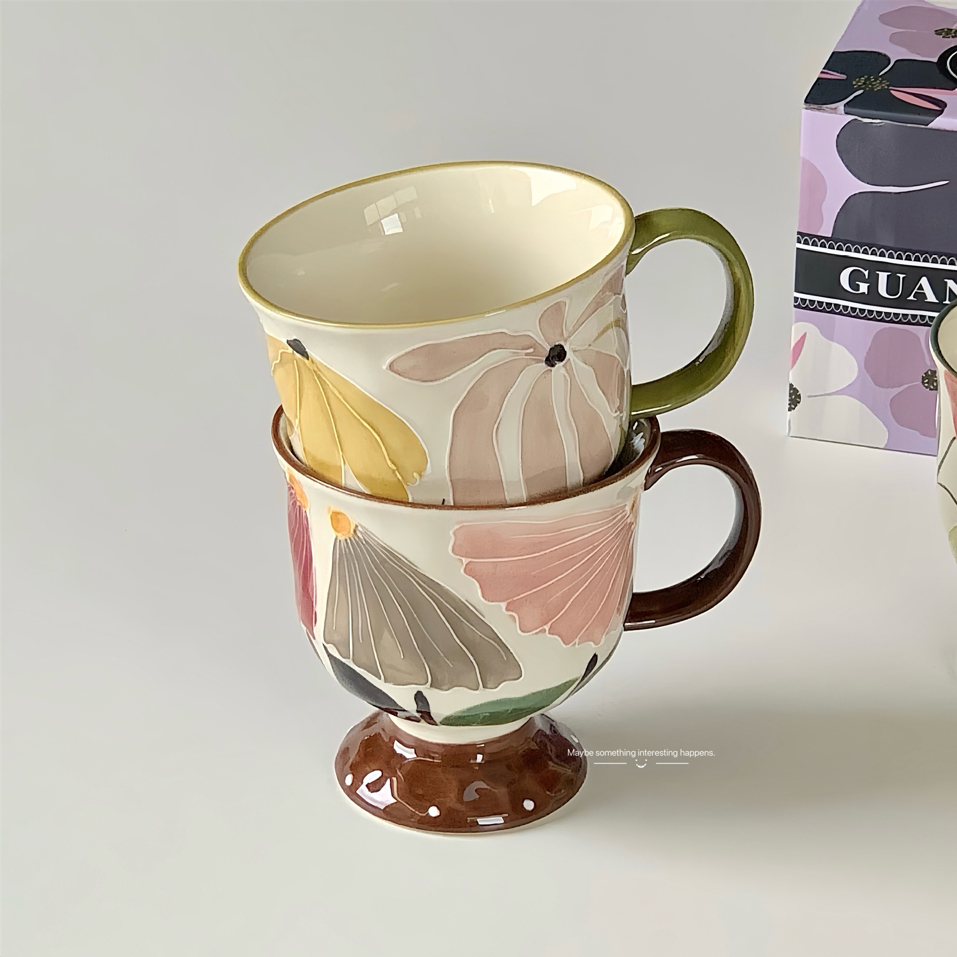 Floral Pedestal Ceramic Mug