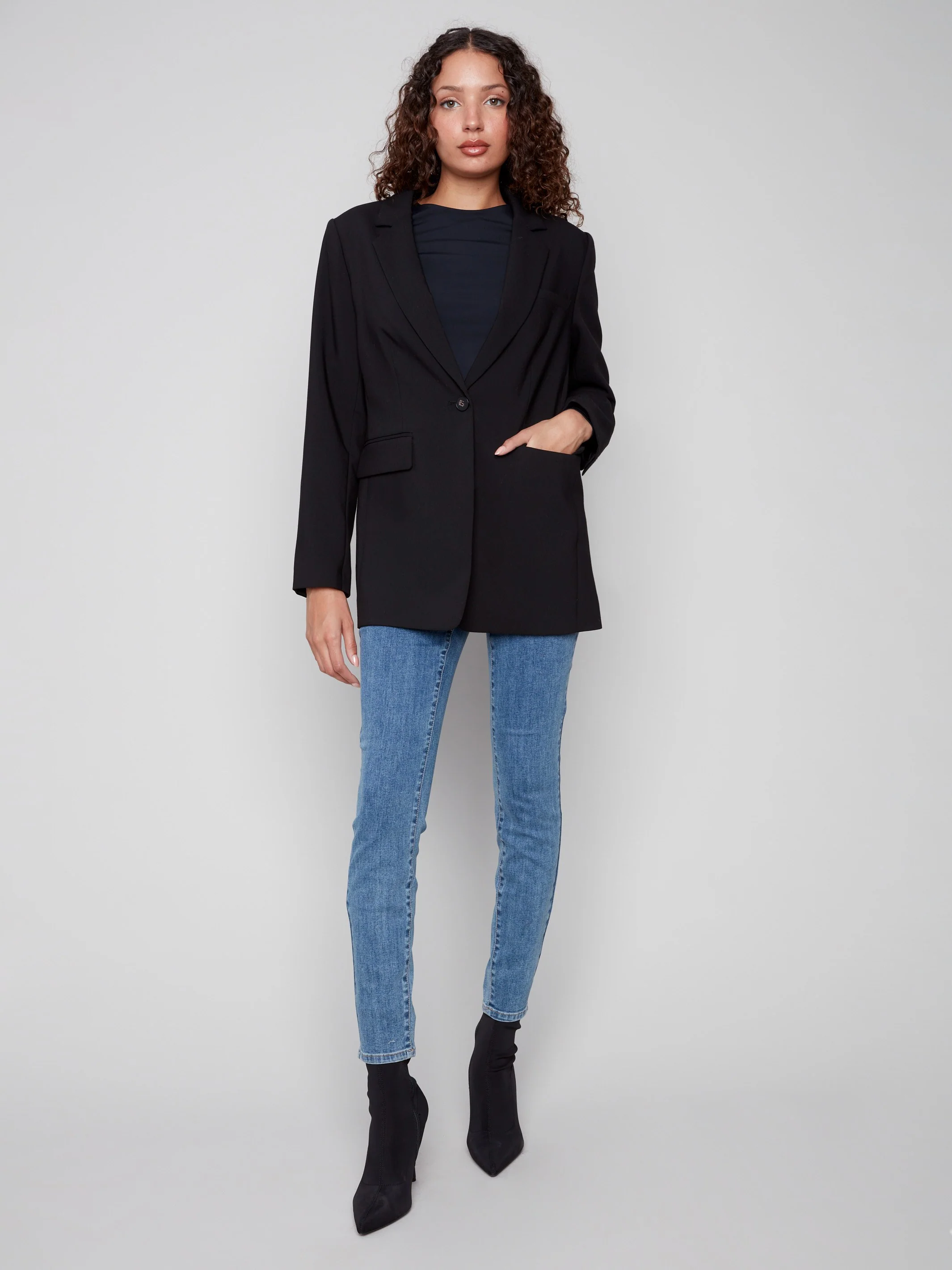 Blazer With Ruched Back - Black - WHSBYS