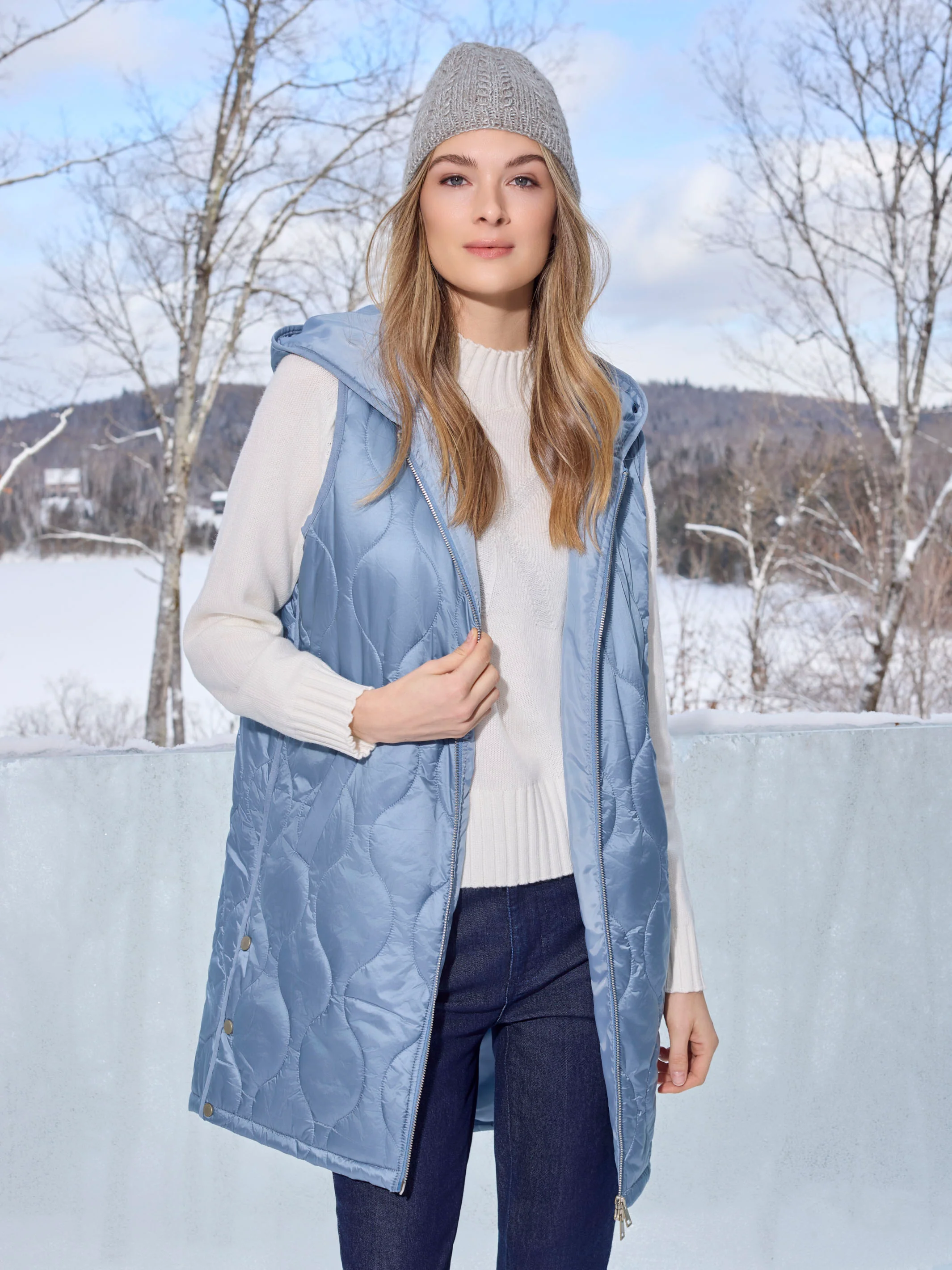 Pearlized Long Hooded Vest - Oxford - WHSBYS