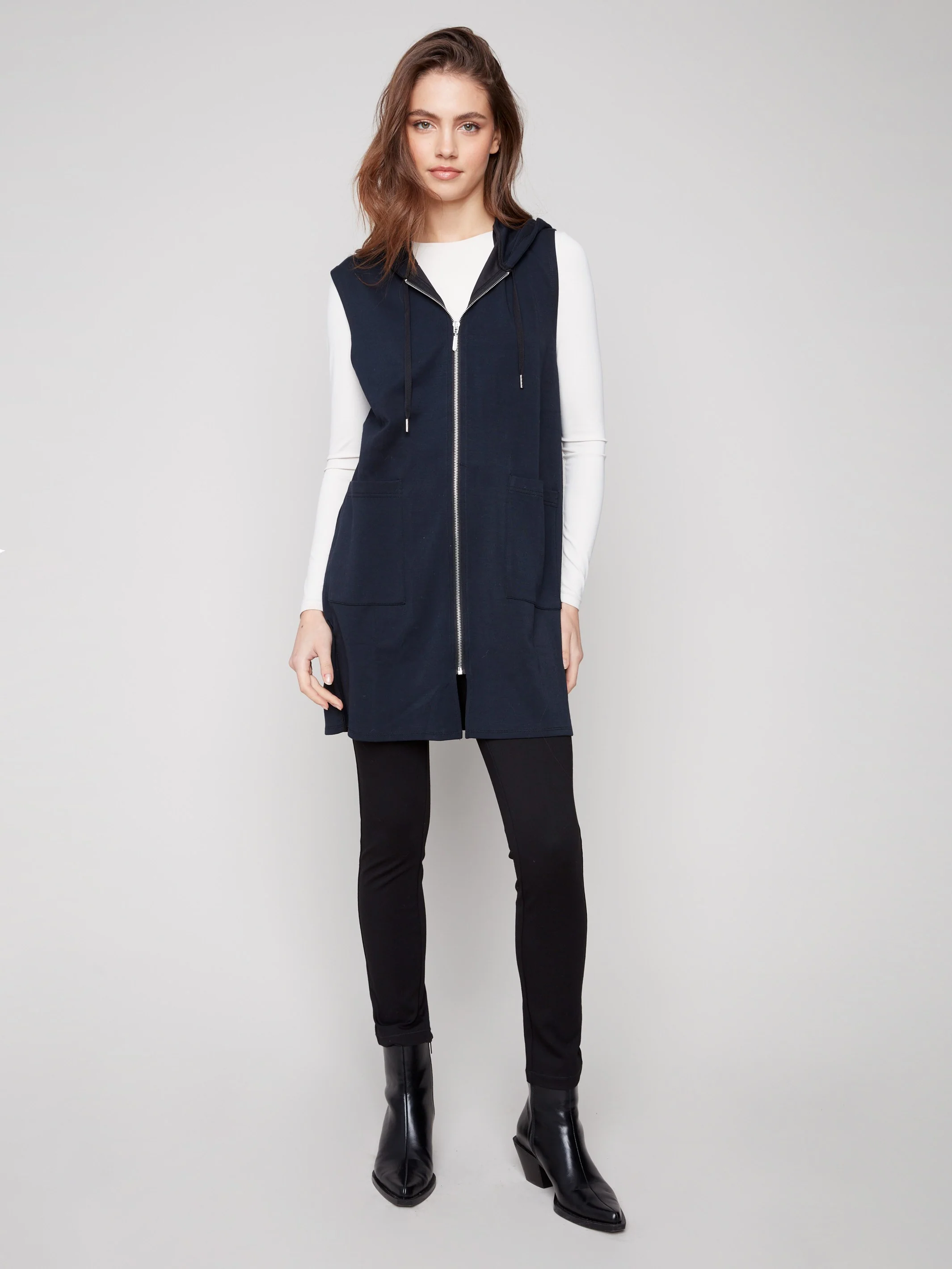Soft Scuba Long Hooded Vest - Black - WHSBYS