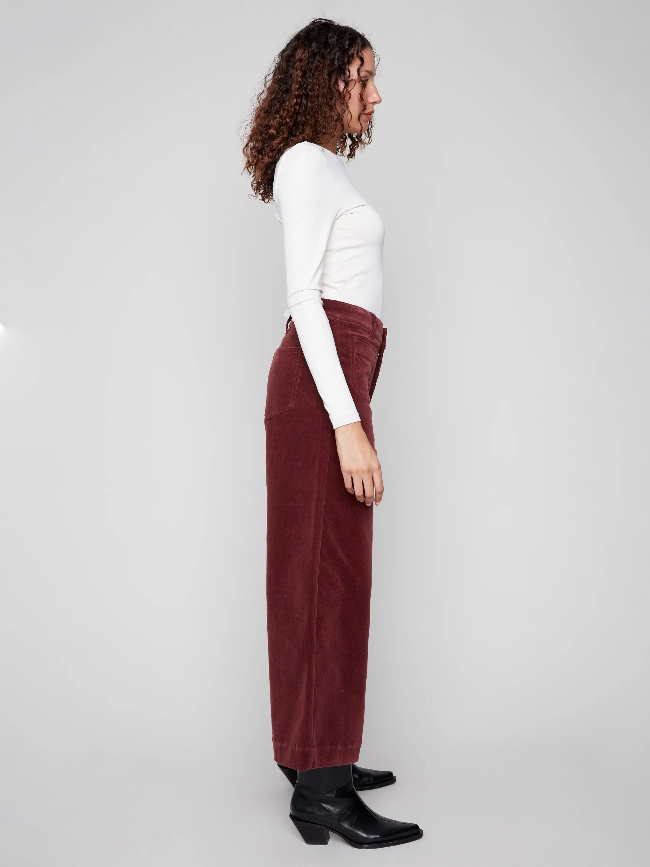 Patch Pocket Flare Corduroy Pants - Cabernet - WHSBYS