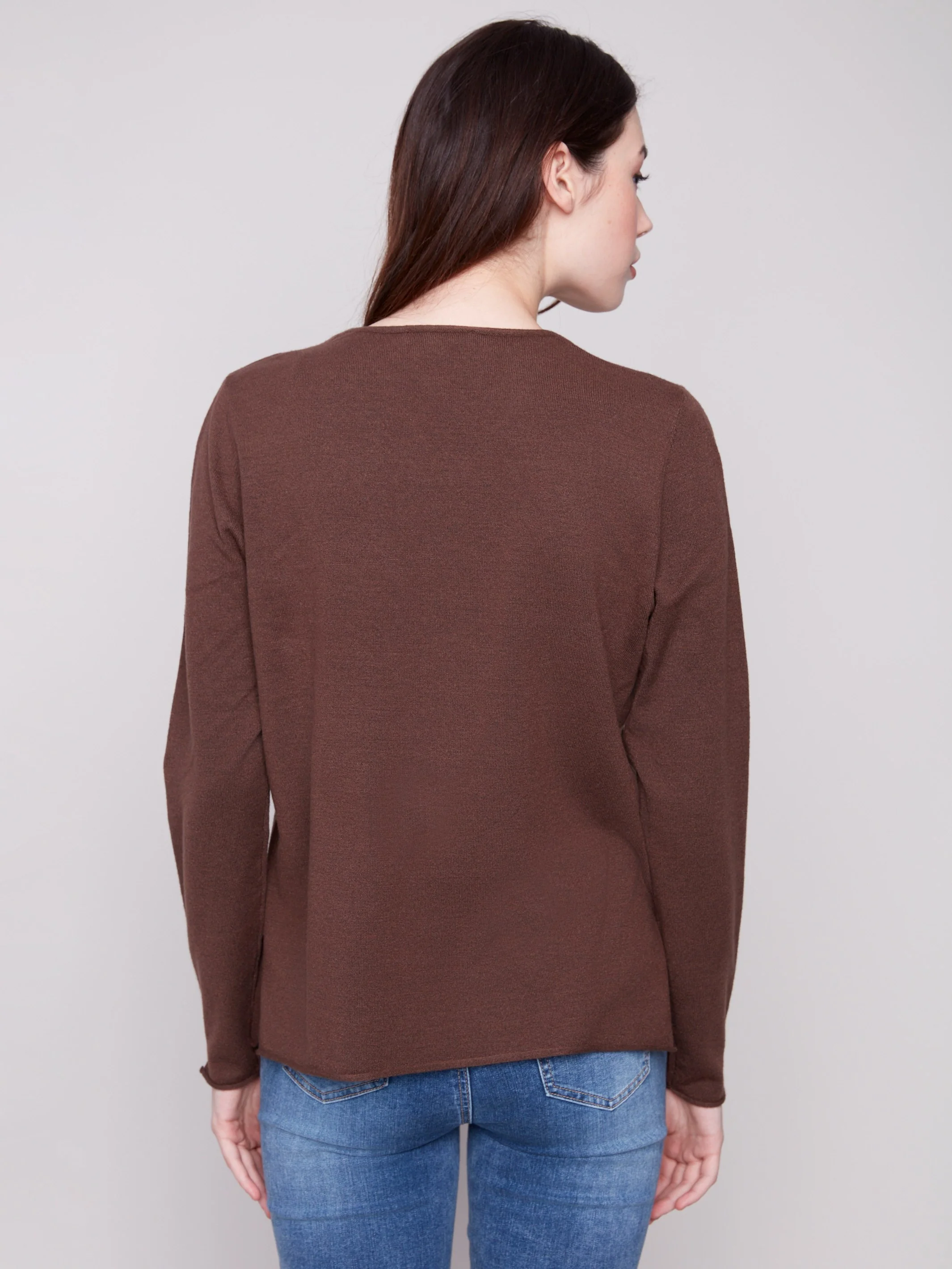 Basic V-Neck Sweater - Heather Mocha - WHSBYS