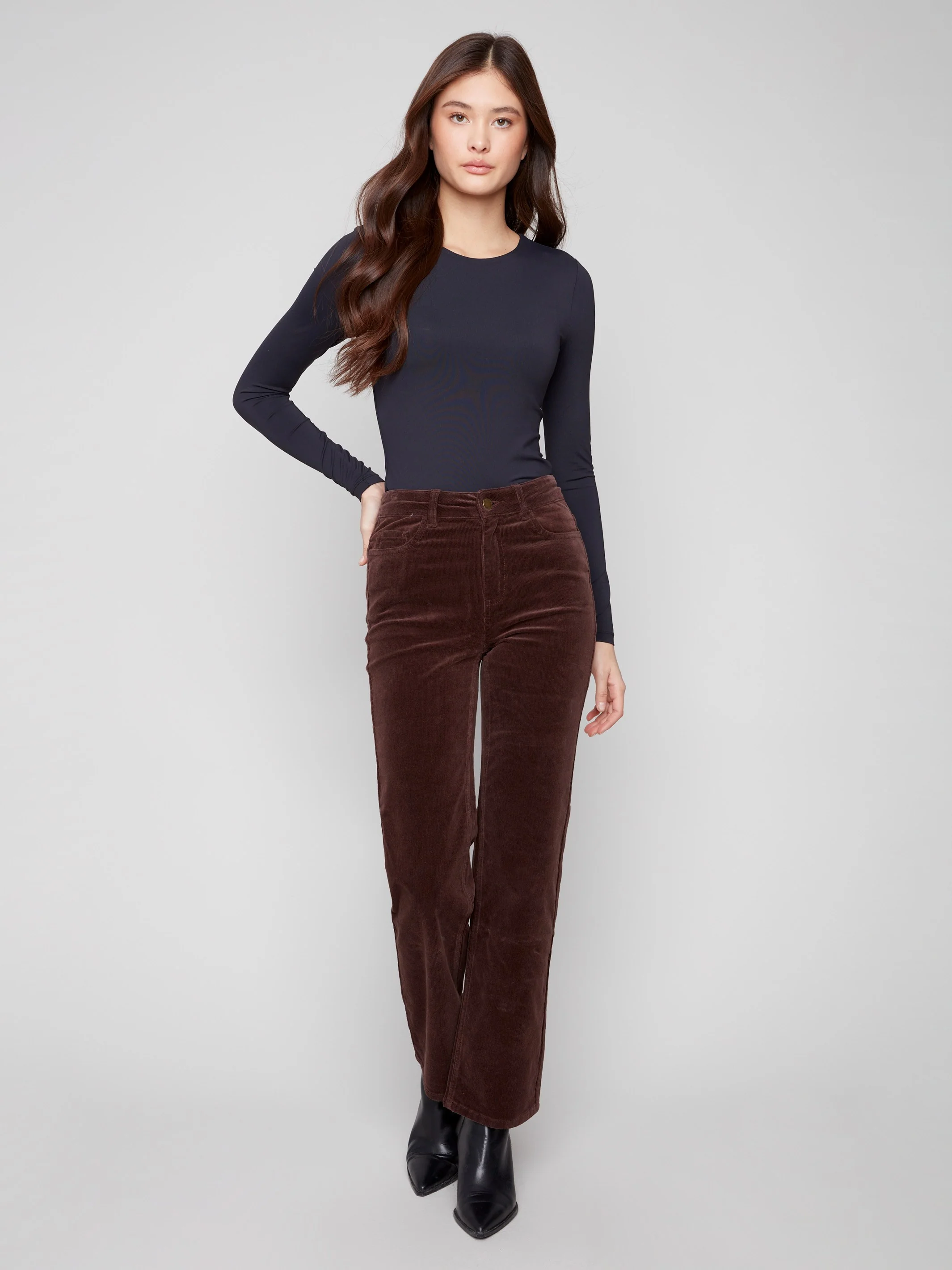 Straight Leg Corduroy Pants - Mocha - WHSBYS