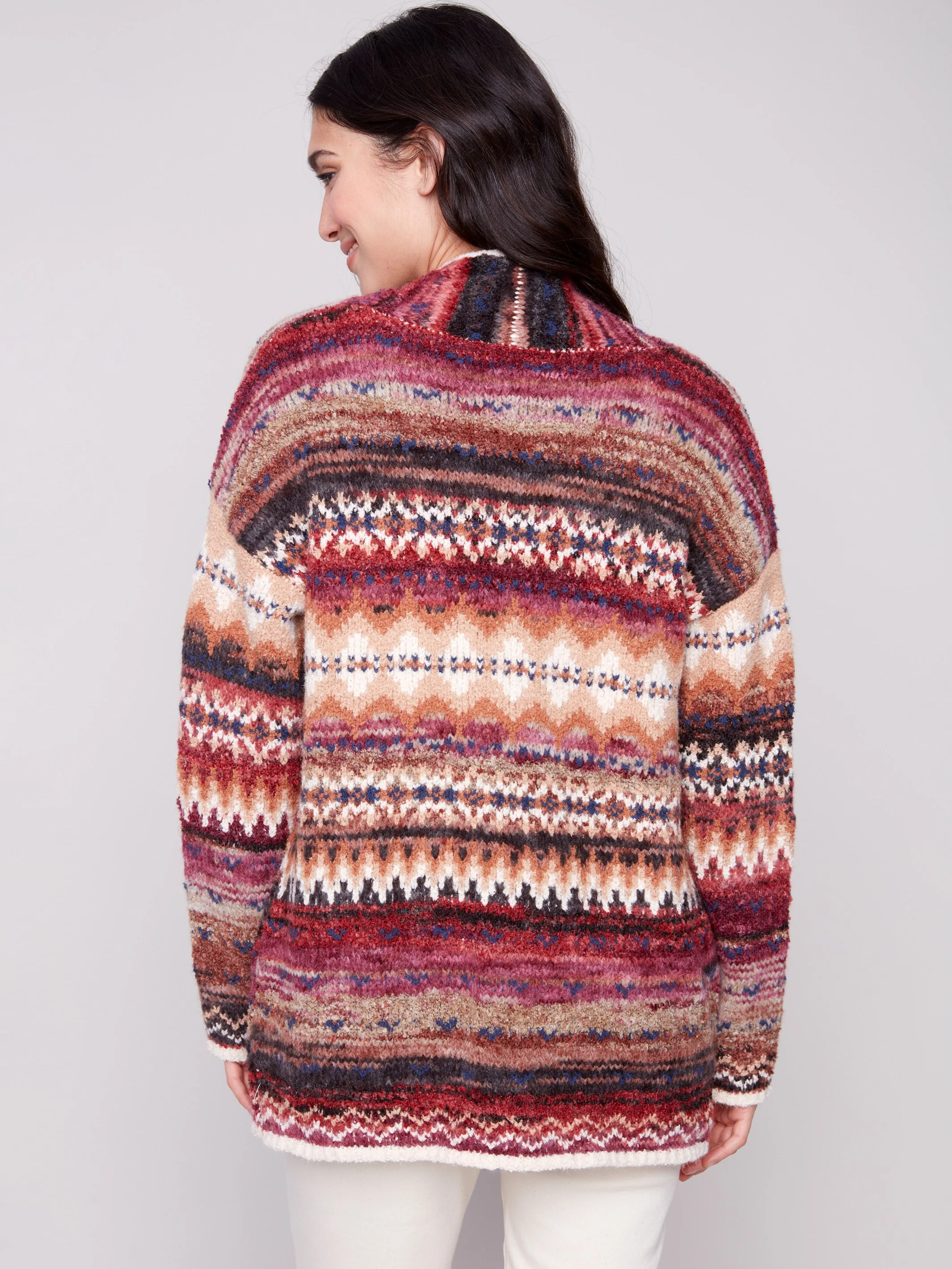 Space Dye Jacquard Cardigan - Jewel - WHSBYS