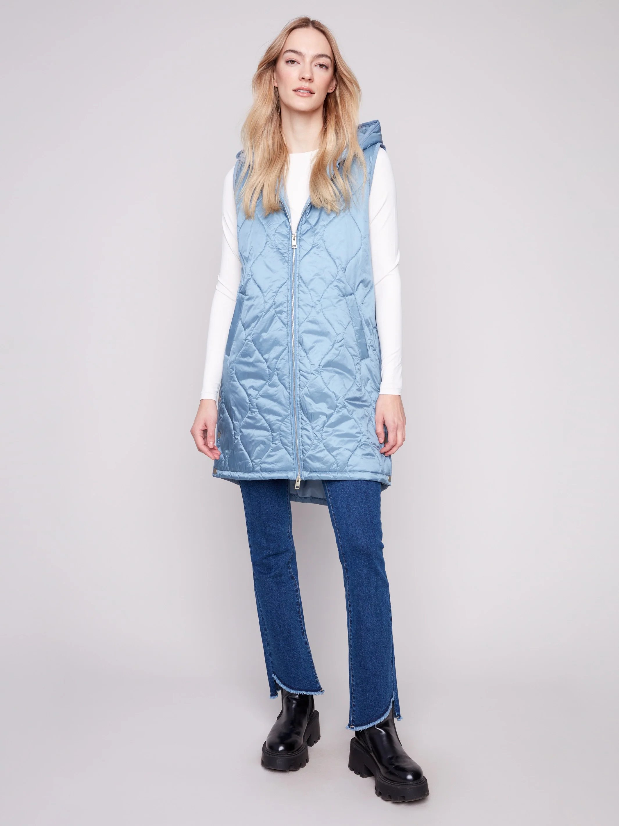Pearlized Long Hooded Vest - Oxford - WHSBYS
