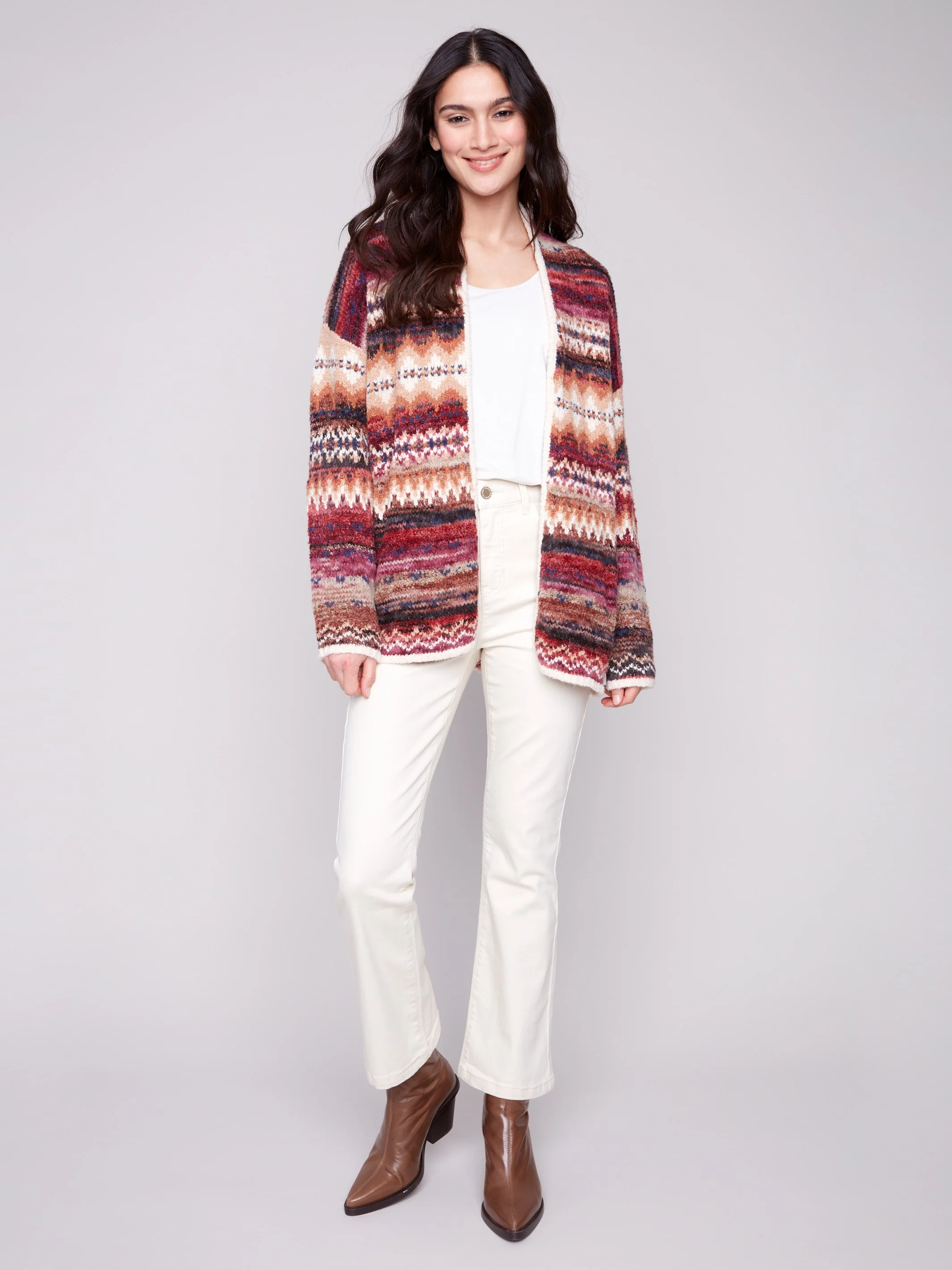 Space Dye Jacquard Cardigan - Jewel - WHSBYS