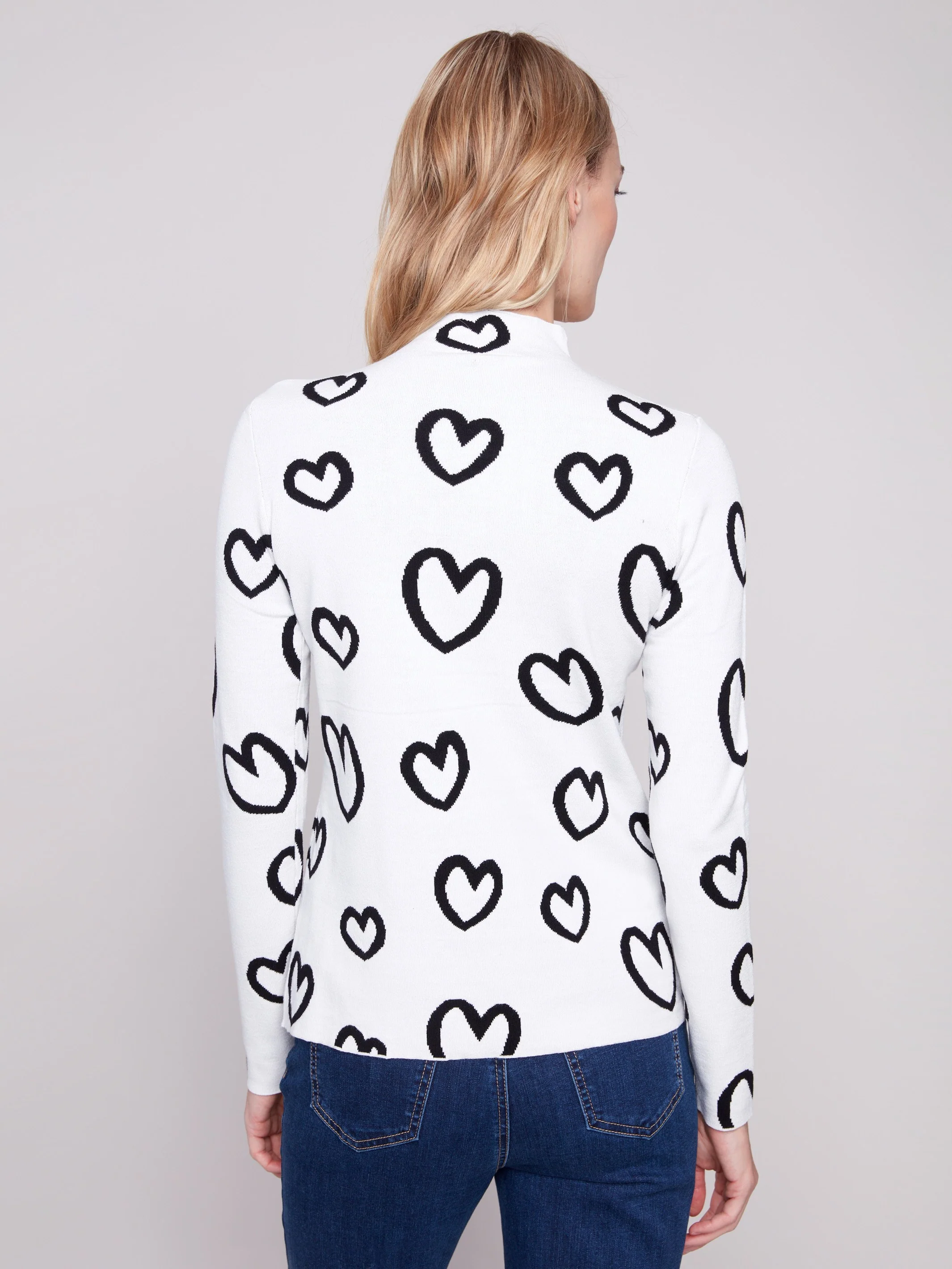 Reversible Mock Neck Sweater - Hearts - WHSBYS