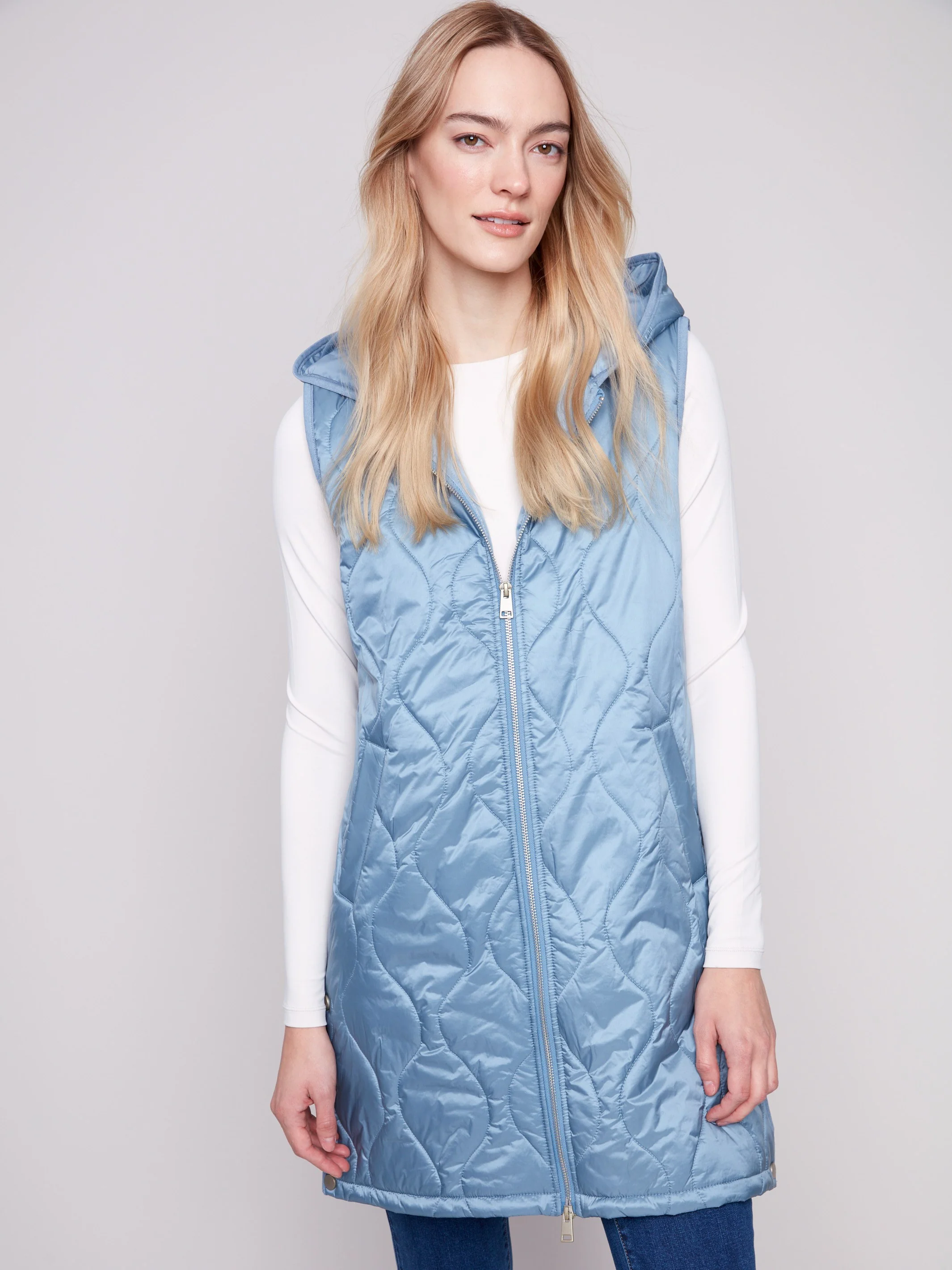 Pearlized Long Hooded Vest - Oxford - WHSBYS