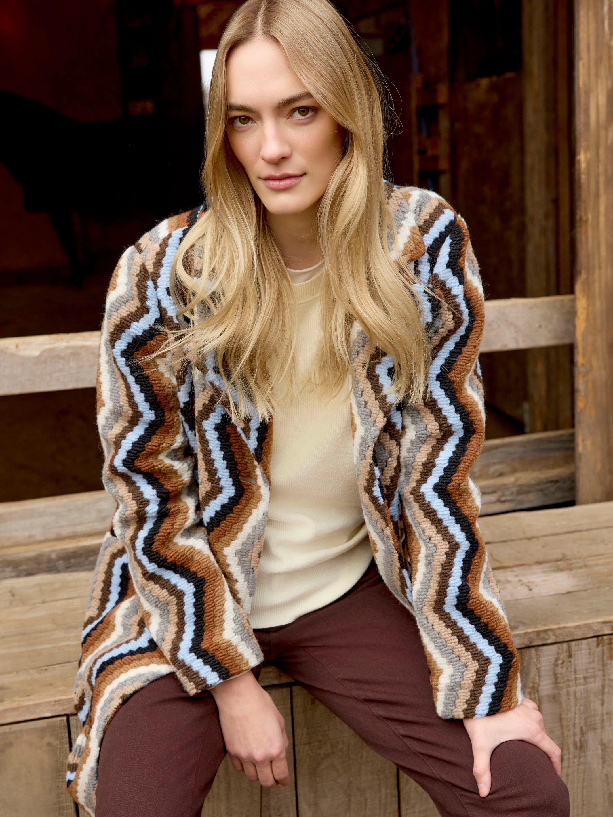 Long Crochet Coat - Sepia - WHSBYS