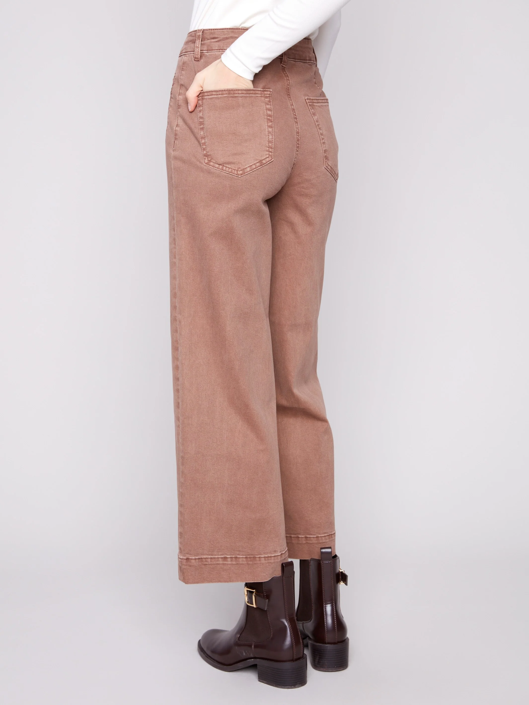 Patch Pocket Flare Twill Pants - Truffle - WHSBYS
