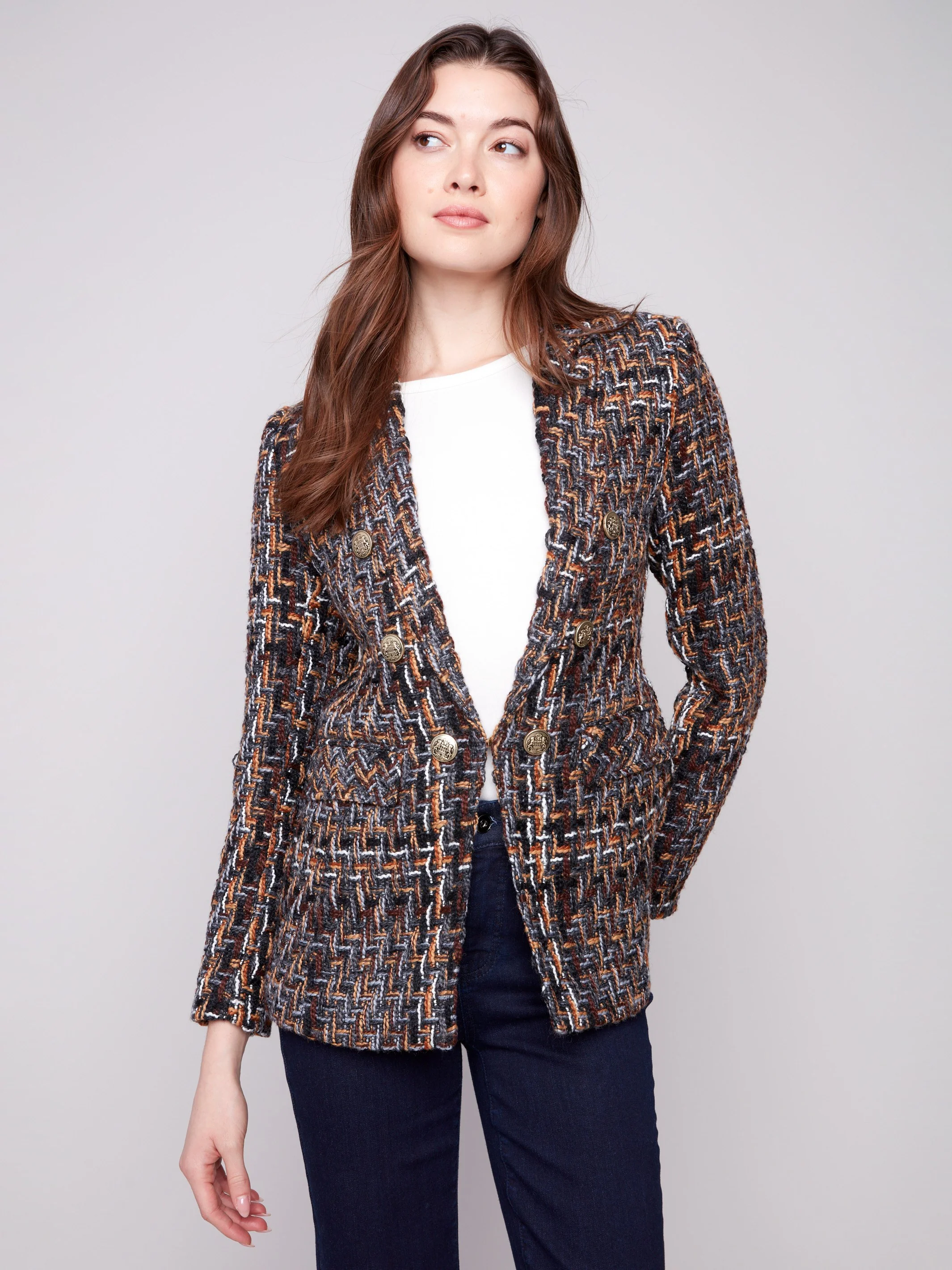 Chevron Tweed Blazer - Autumn - WHSBYS