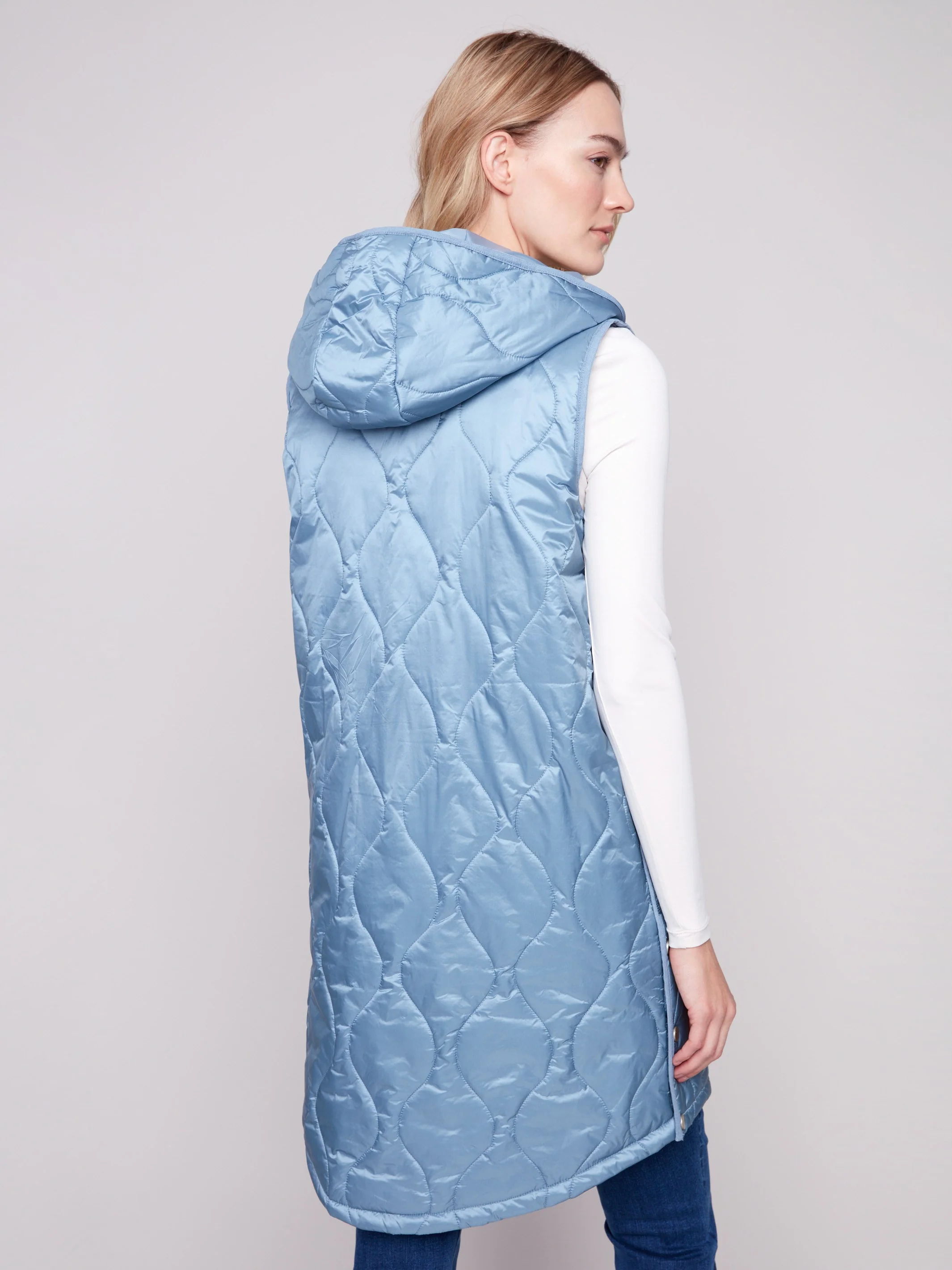 Pearlized Long Hooded Vest - Oxford - WHSBYS