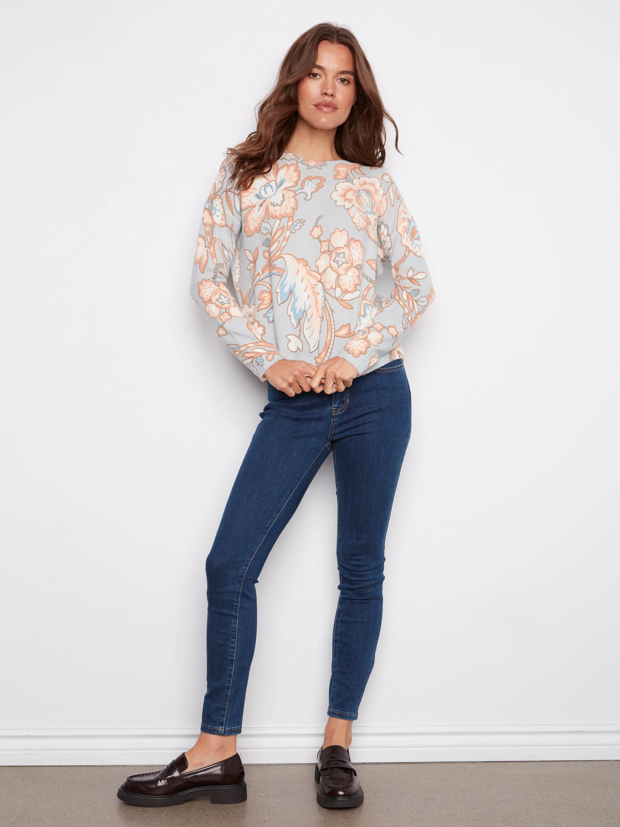 Printed Crew Neck Sweater - Baroque - WHSBYS