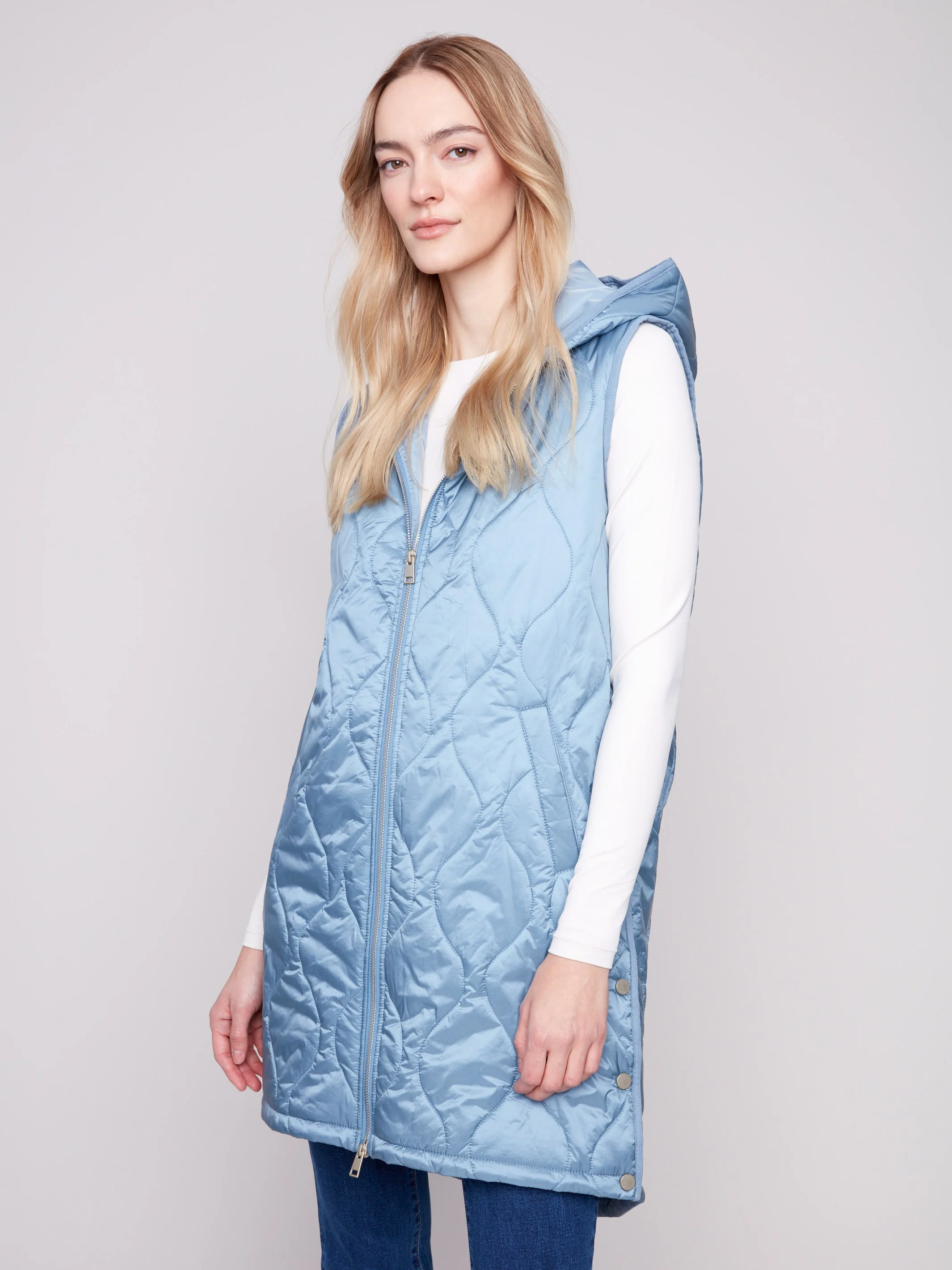 Pearlized Long Hooded Vest - Oxford - WHSBYS
