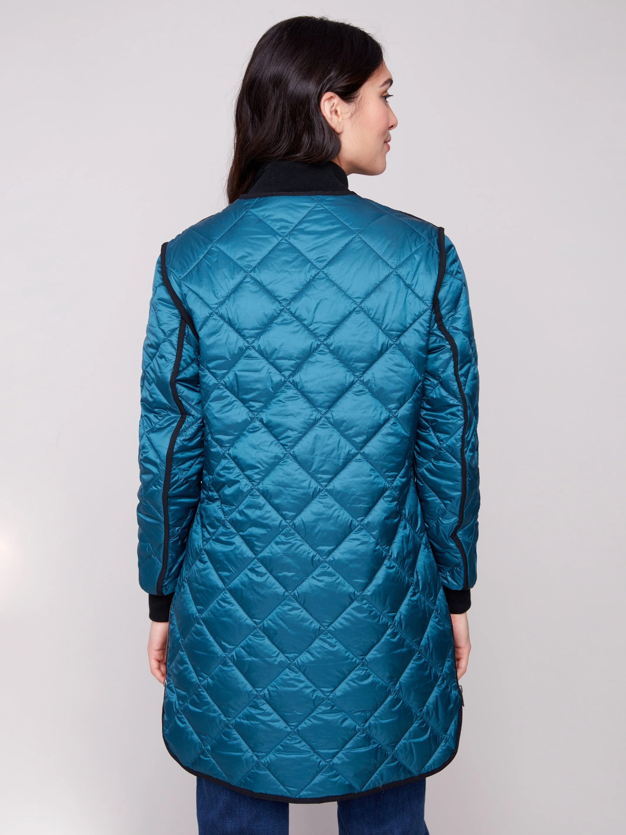 Long Quilted Puffer Jacket - Evergreen - WHSBYS