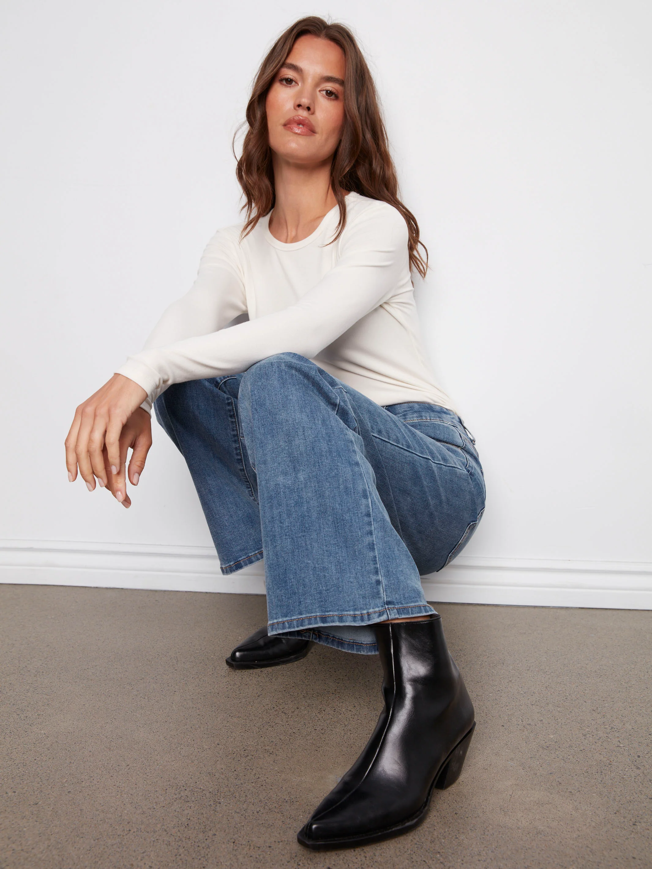 Chloe Wide Leg Jeans - Medium Blue - WHSBYS