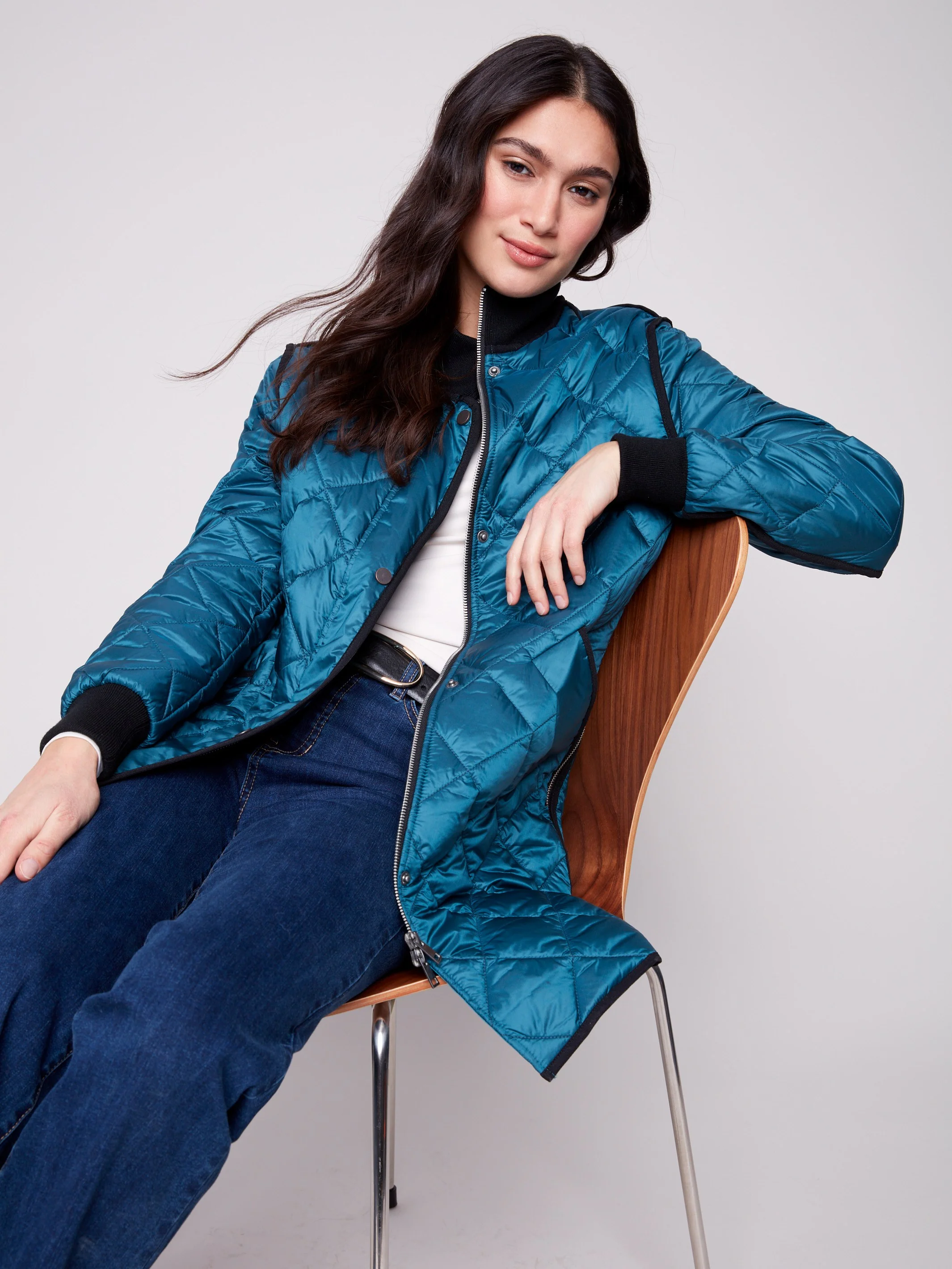 Long Quilted Puffer Jacket - Evergreen - WHSBYS