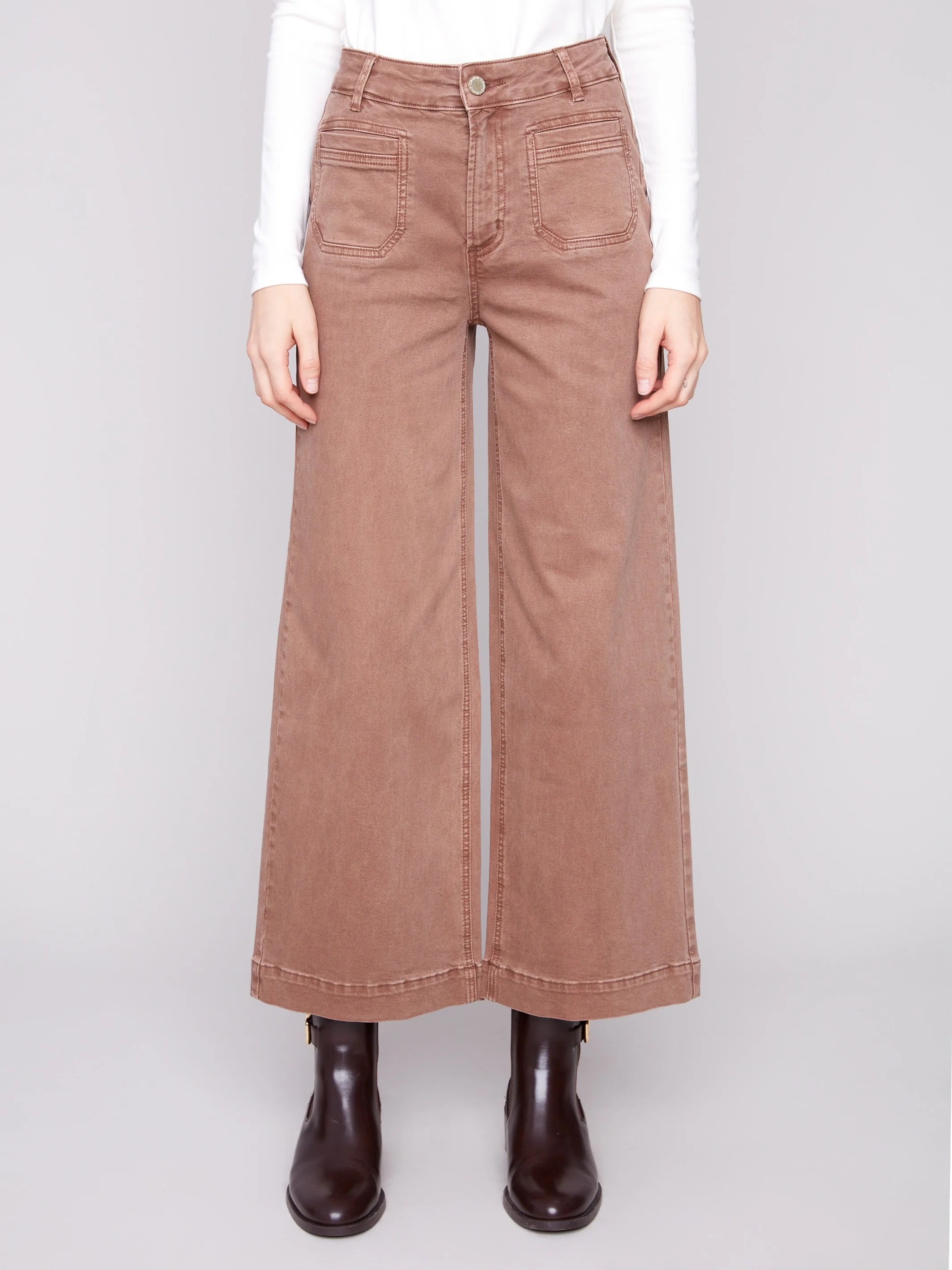 Patch Pocket Flare Twill Pants - Truffle - WHSBYS