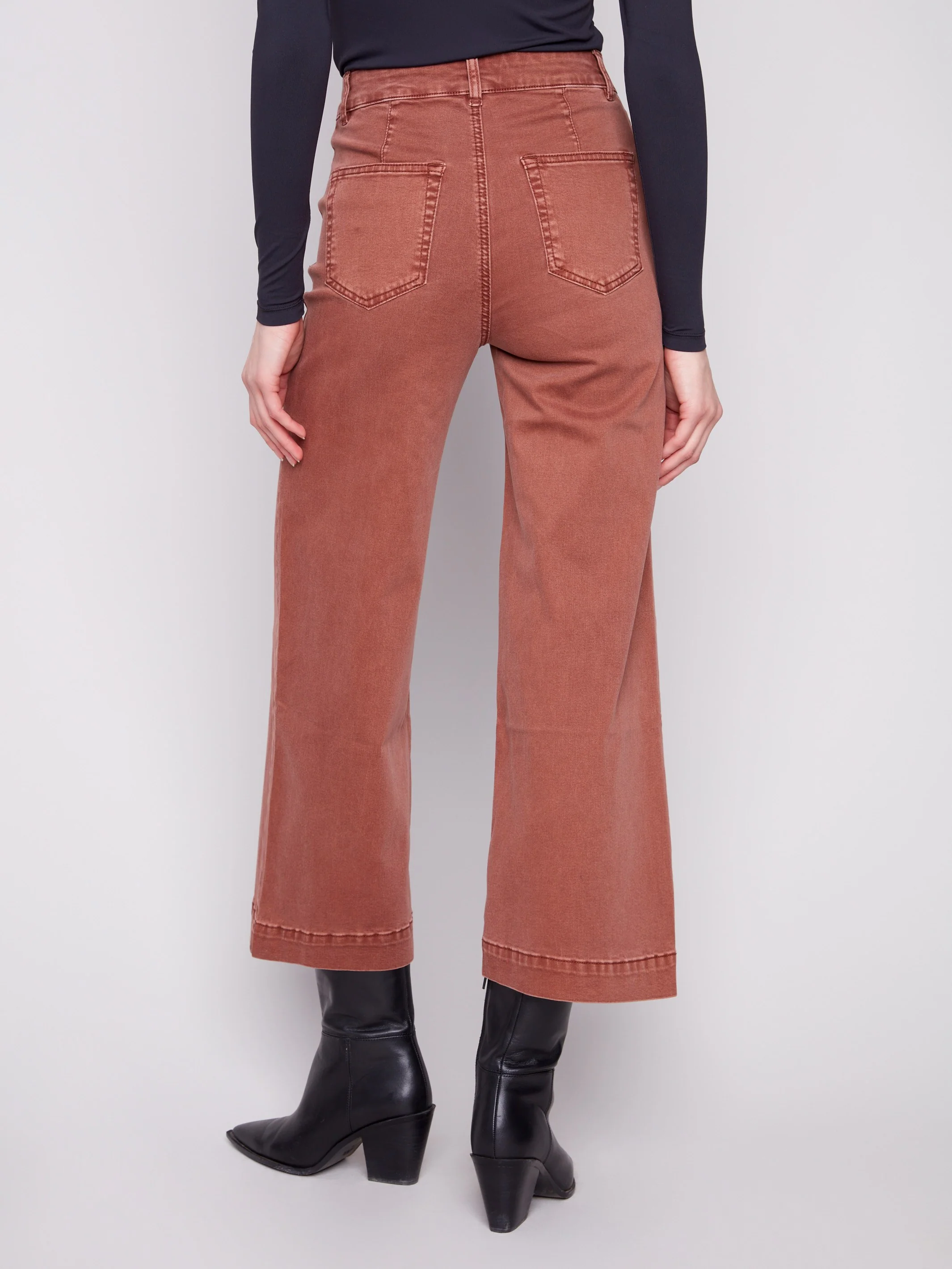 Patch Pocket Flare Twill Pants - Sepia - WHSBYS