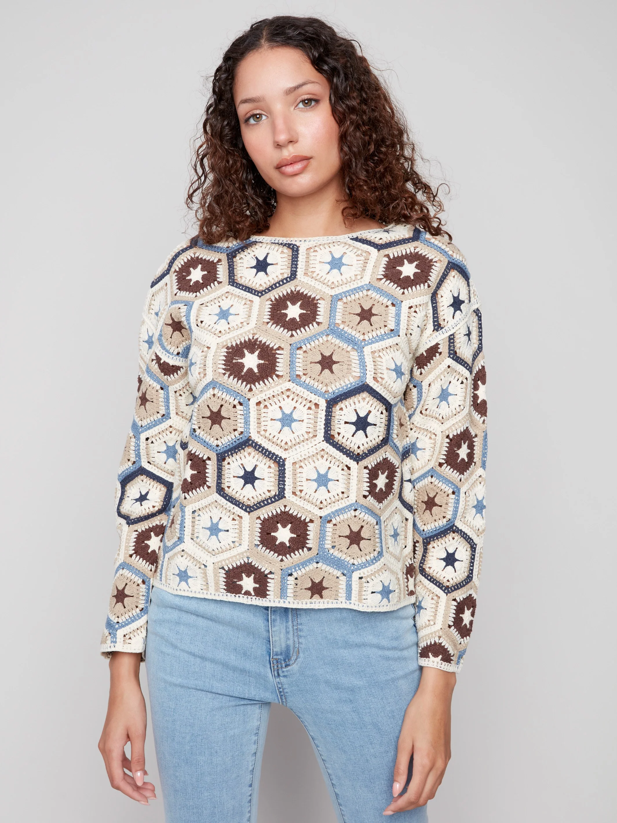 Crochet Boat Neck Top - Oxford - WHSBYS