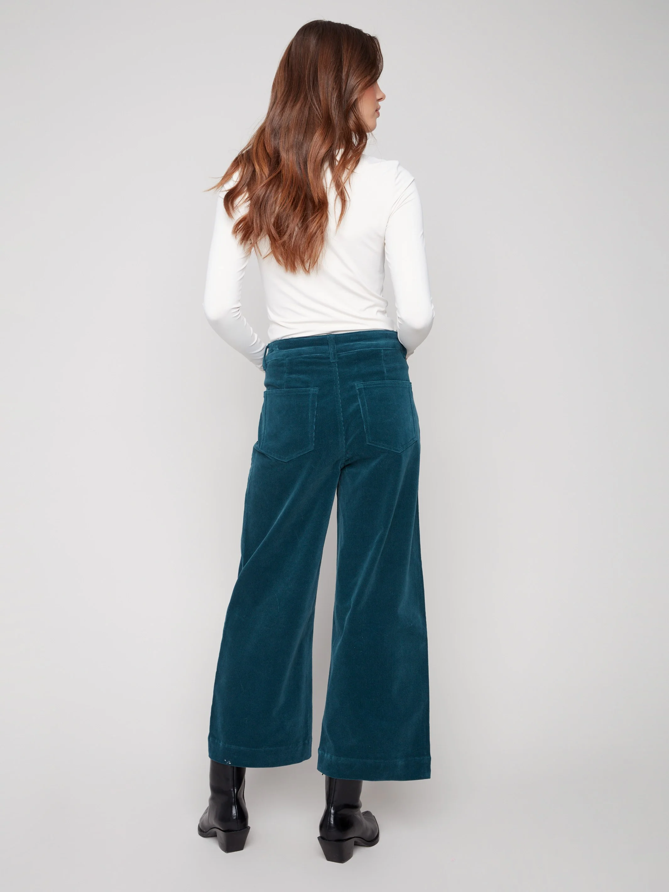Patch Pocket Flare Corduroy Pants - Evergreen - WHSBYS