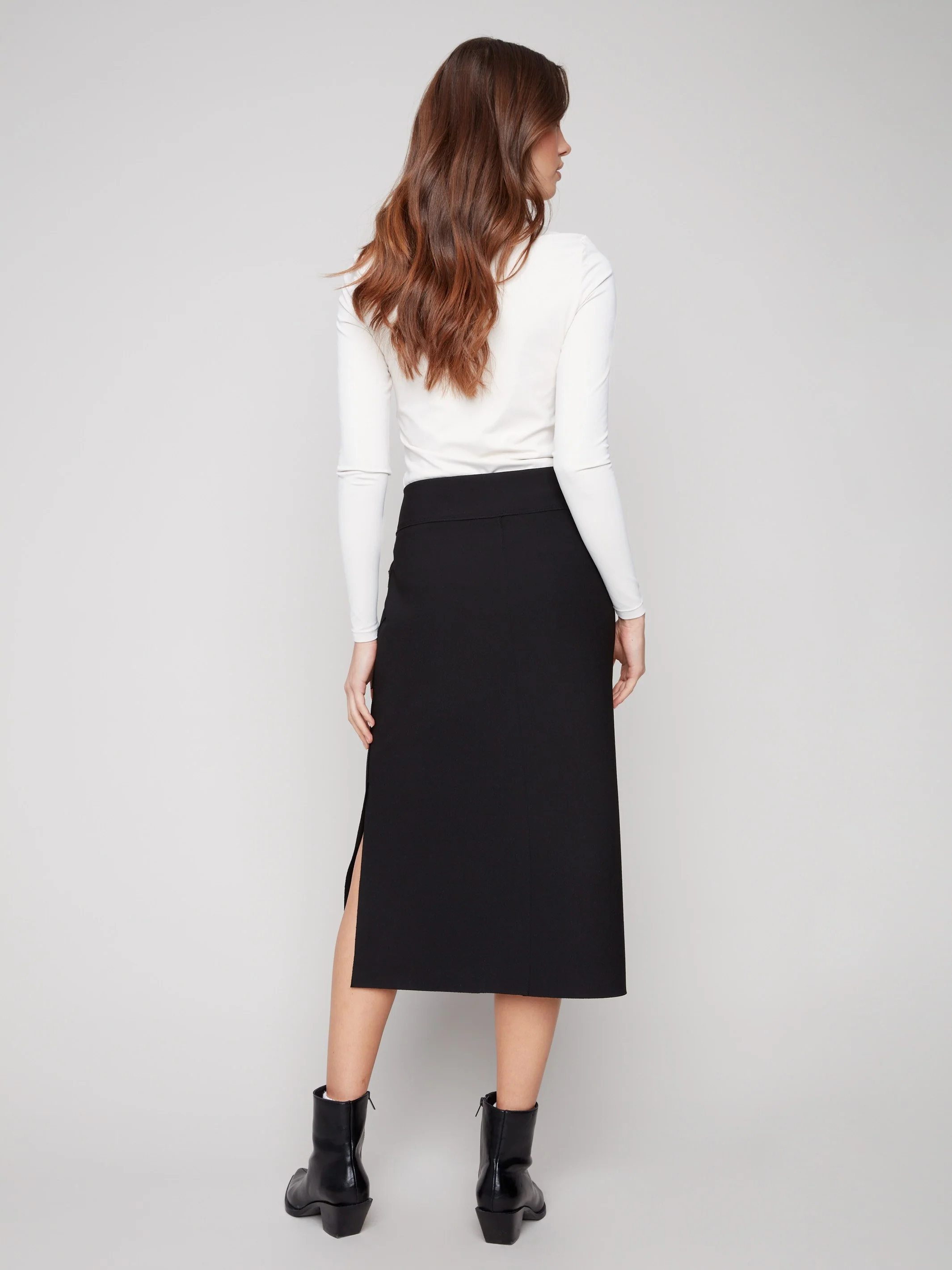 Gutsy Crepe Skirt With Patch Pockets - Black - WHSBYS