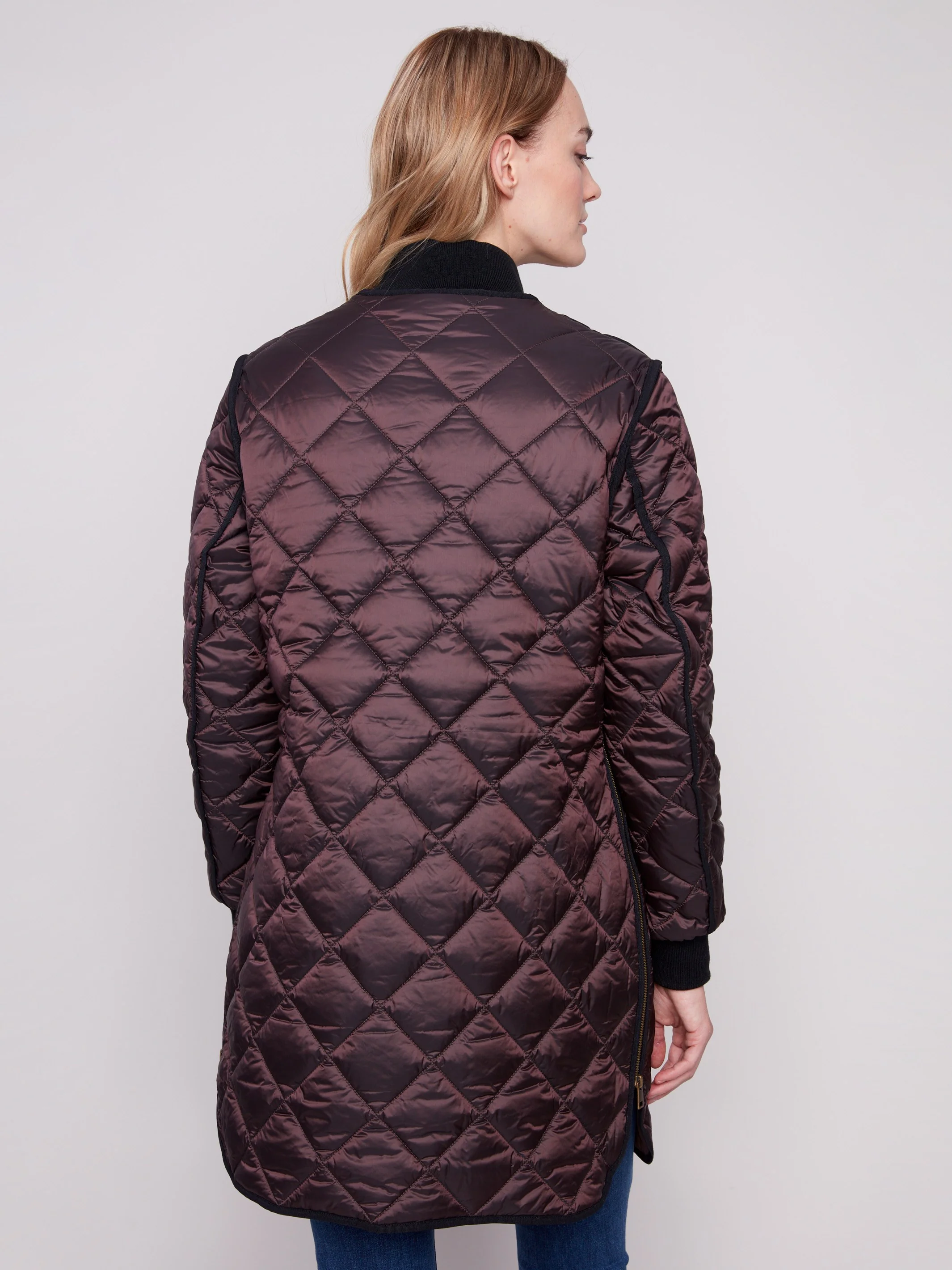 Long Quilted Puffer Jacket - Mocha - WHSBYS