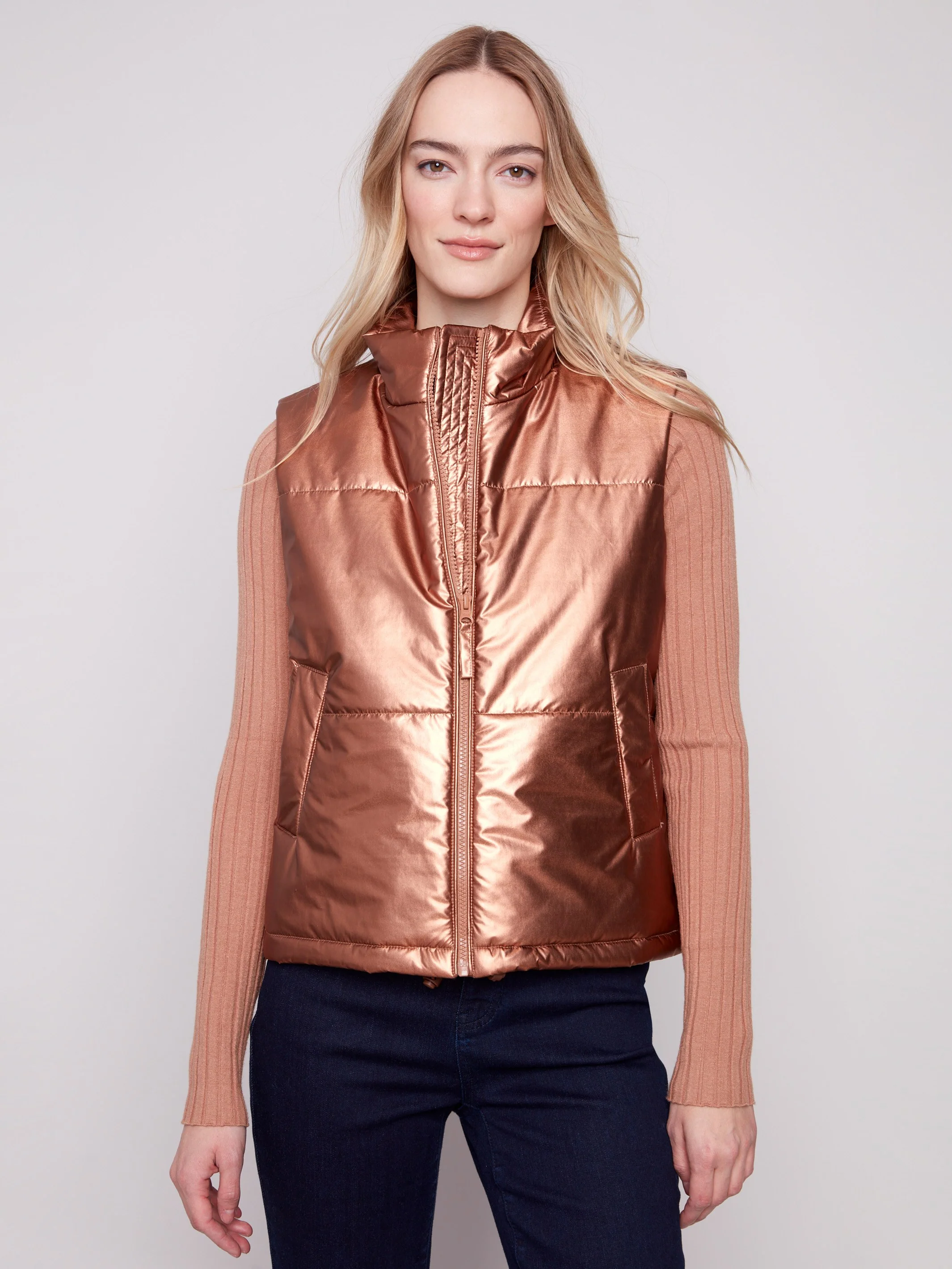 Metallic Short Vest - Copper - WHSBYS