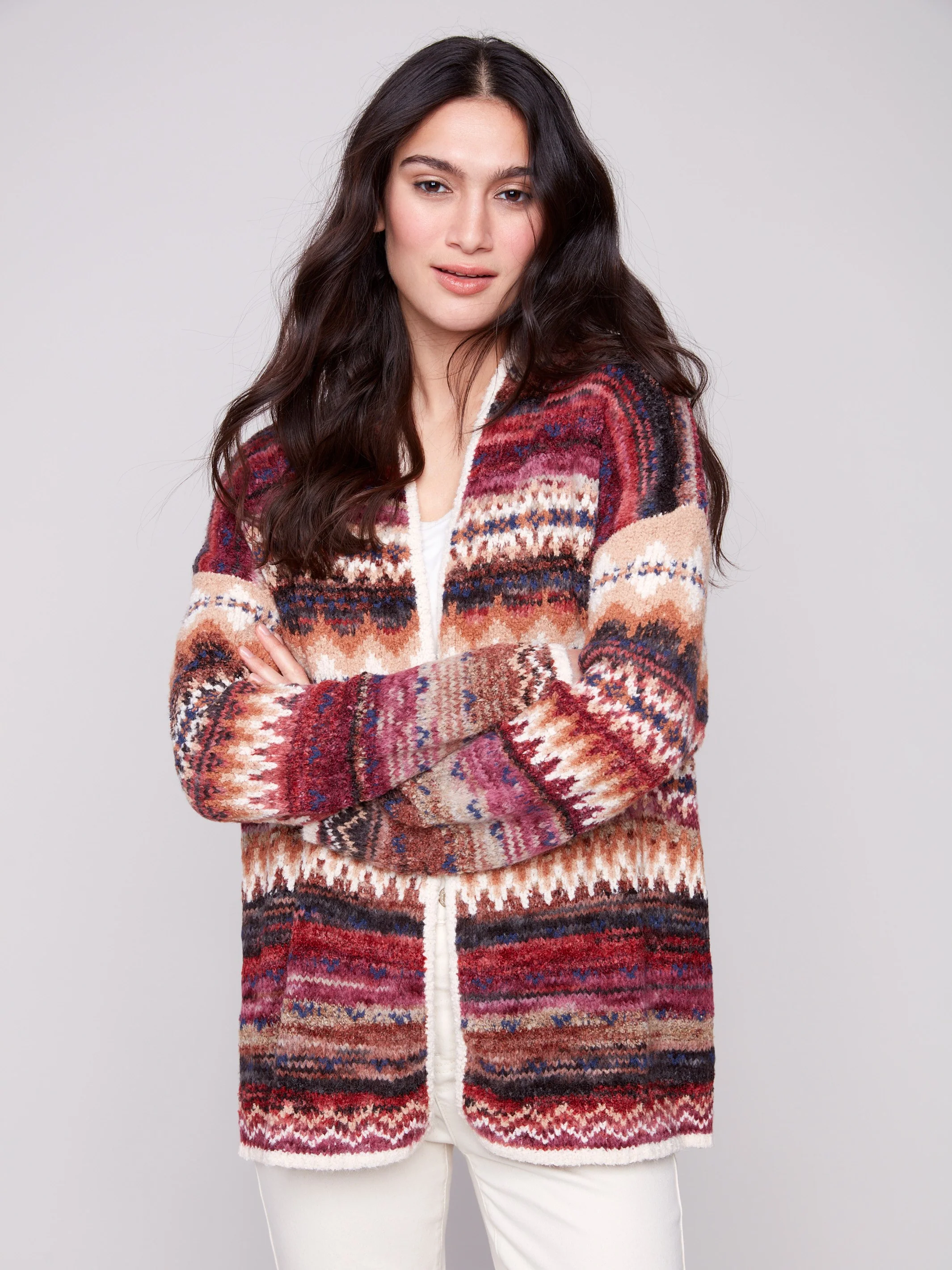 Space Dye Jacquard Cardigan - Jewel - WHSBYS