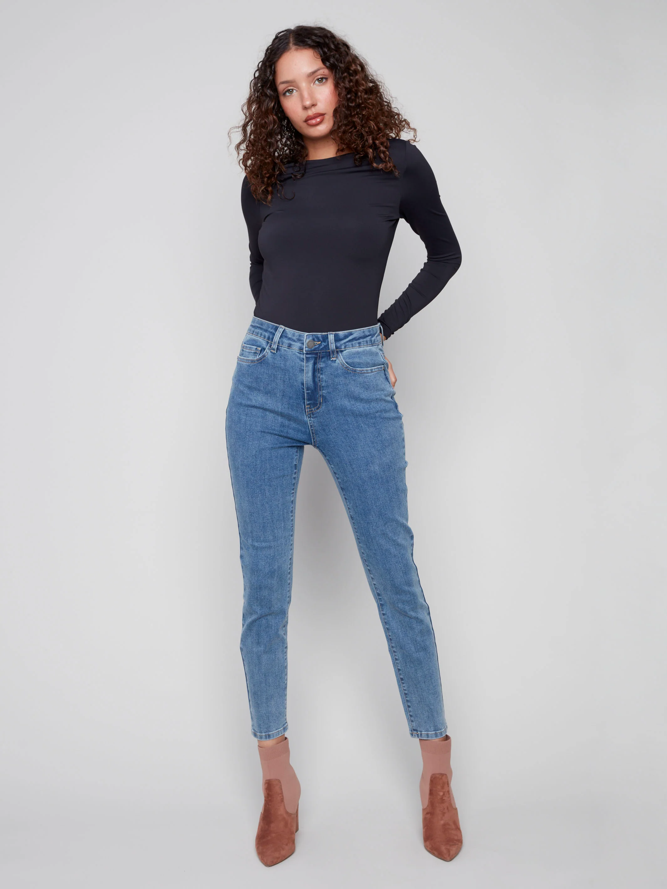 Claudia Slim Leg Jeans - Medium Blue - WHSBYS