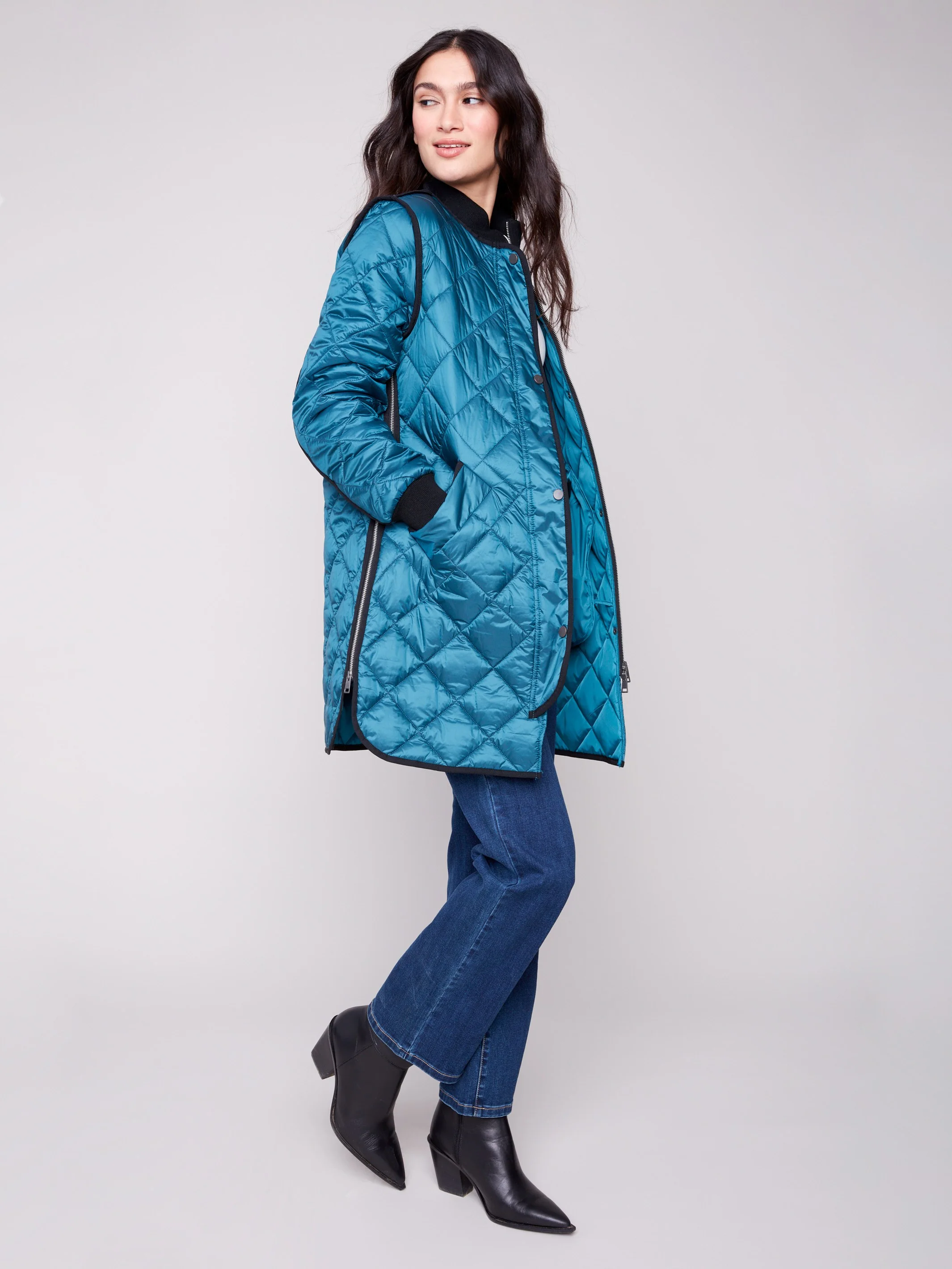 Long Quilted Puffer Jacket - Evergreen - WHSBYS